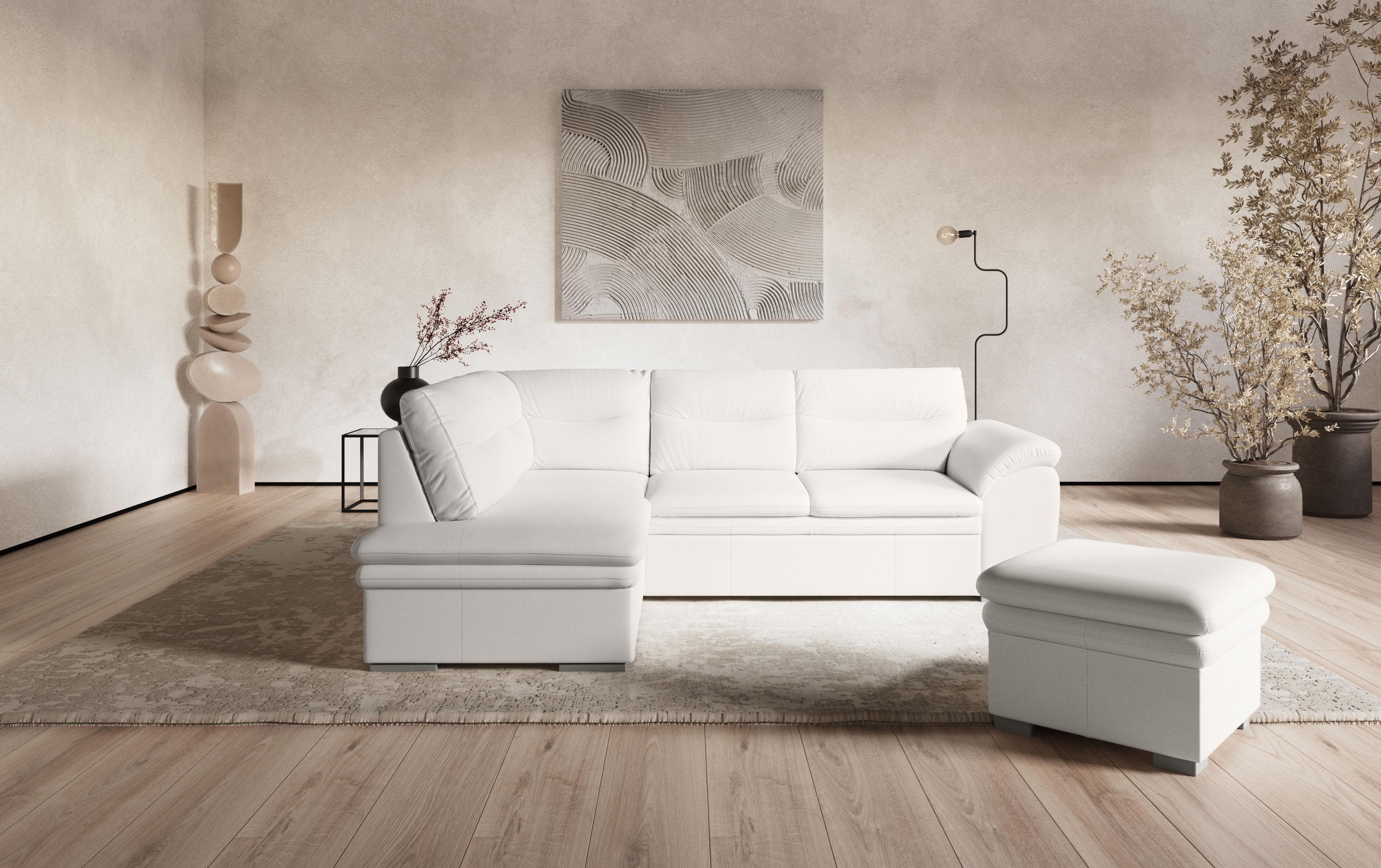 COTTA Ecksofa Leandra L-Form mit Bettfunktion und Bettkasten