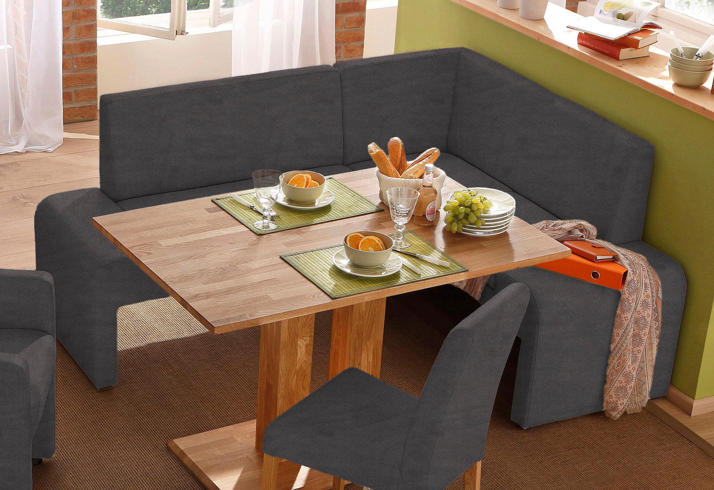 HOME AFFAIRE Eckbank Bologna Schwarz Microfaser Kunstleder