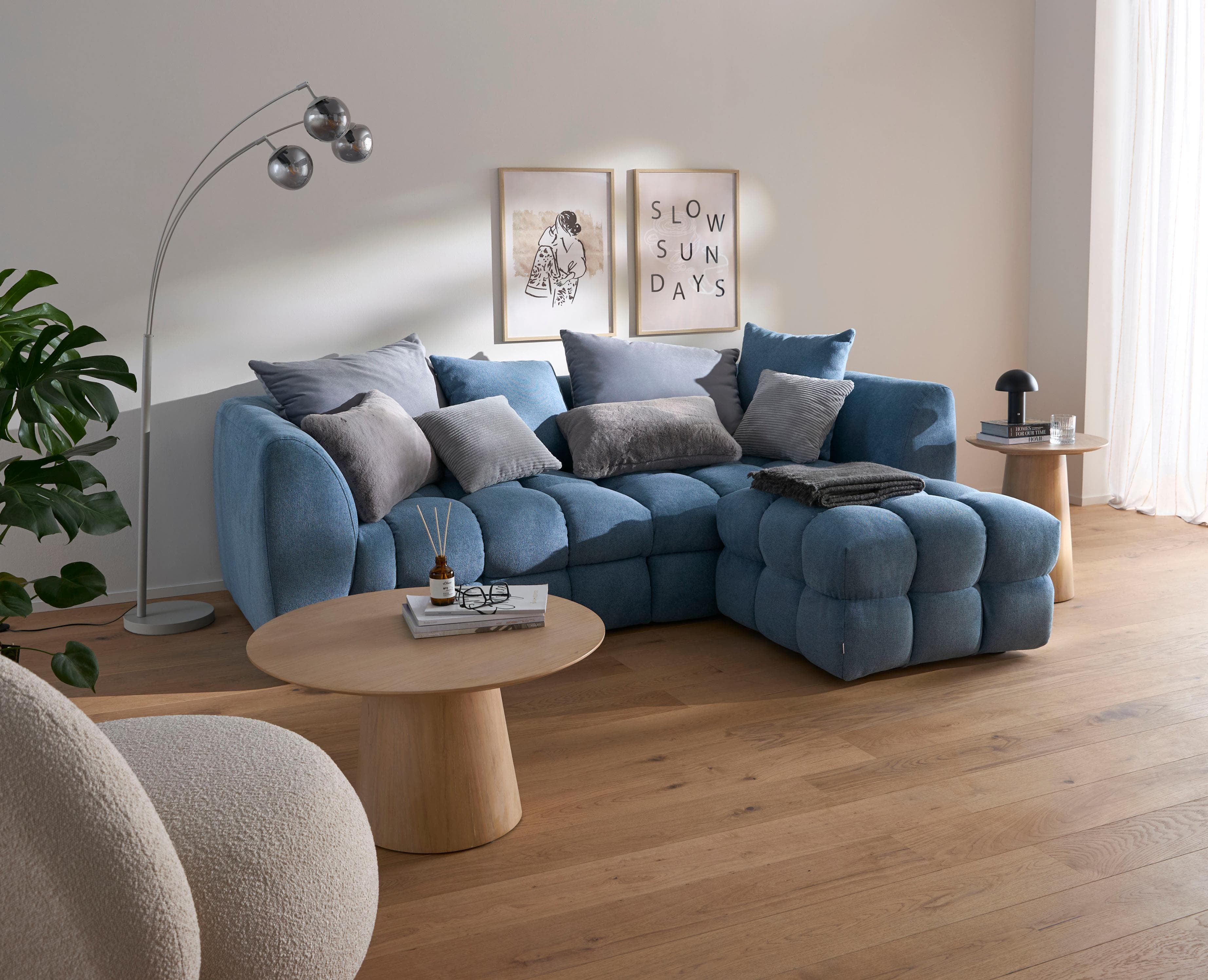 Big-Sofa S.OLIVER COBBO 3-Sitzer Design-Sofa Bubble-Optik Blau