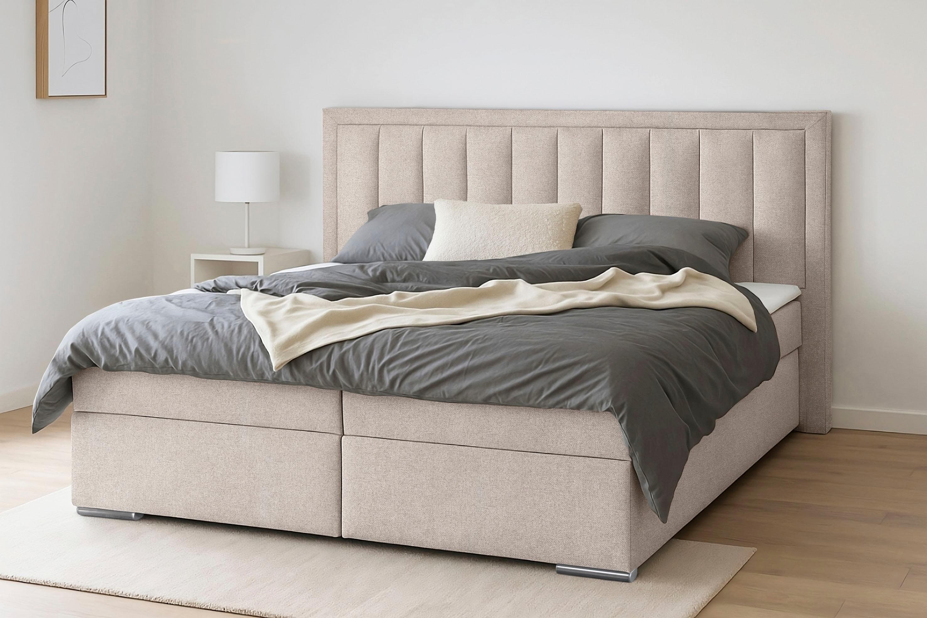 Boxspringbett Athena 180x200cm mit Bettkasten und Topper
