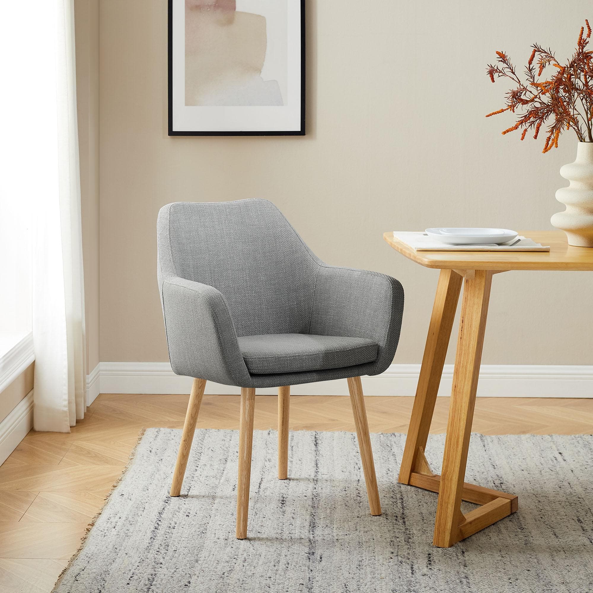 Salesfever Armlehnstuhl Esszimmer Grau Eichenholz Massivholz