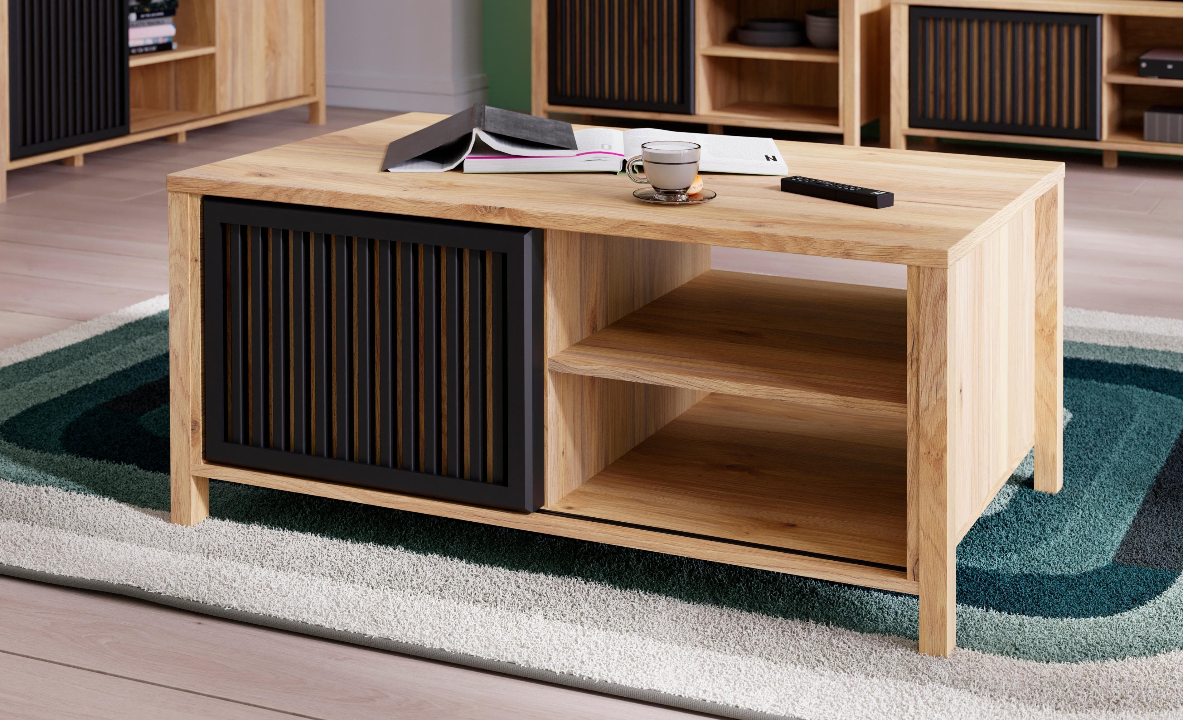 Couchtisch FORTE Jytana Mauvella Eiche/Schwarz