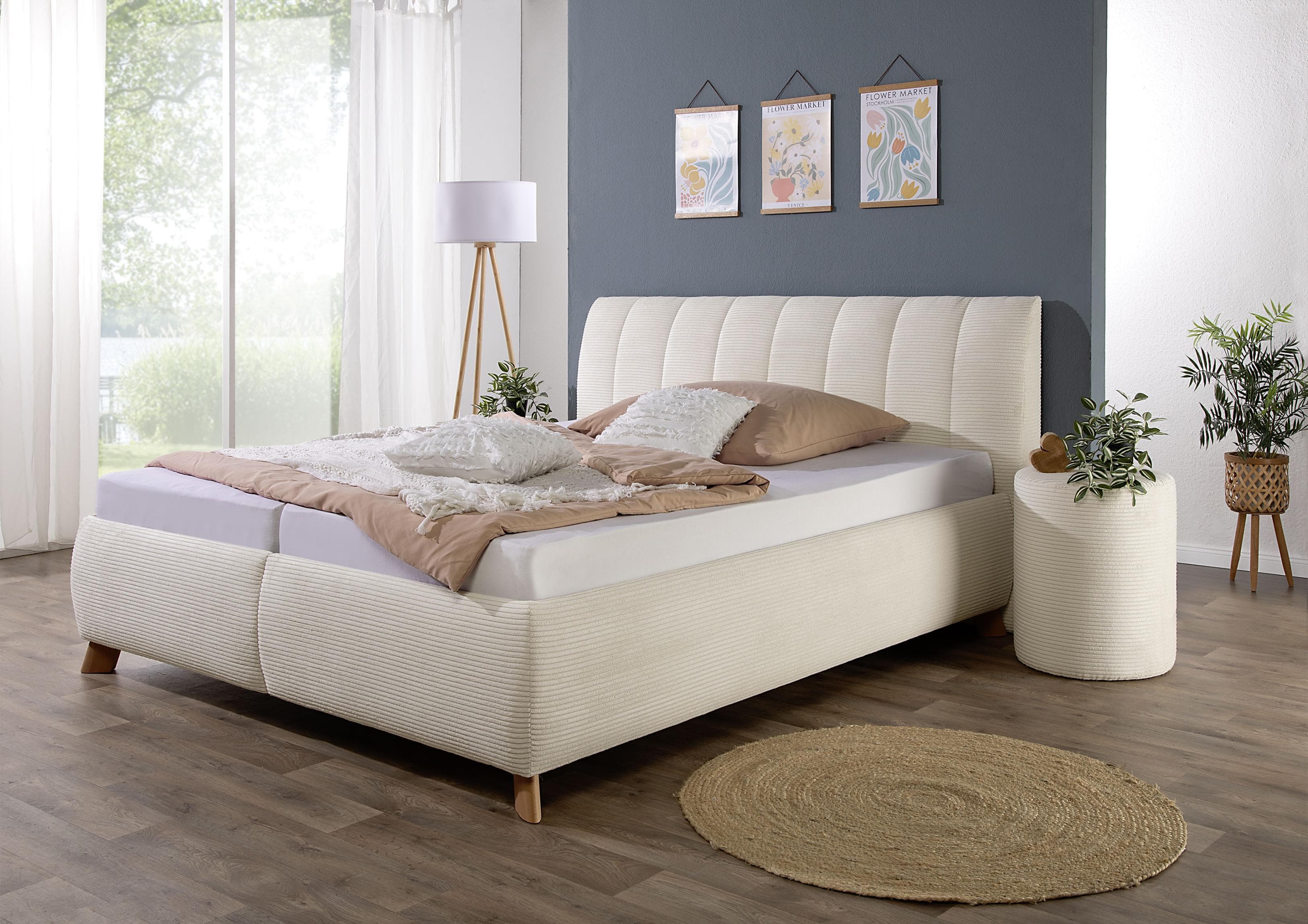 Polsterbett MAINTAL Hügeldorf mit Bettkasten und Matratzen