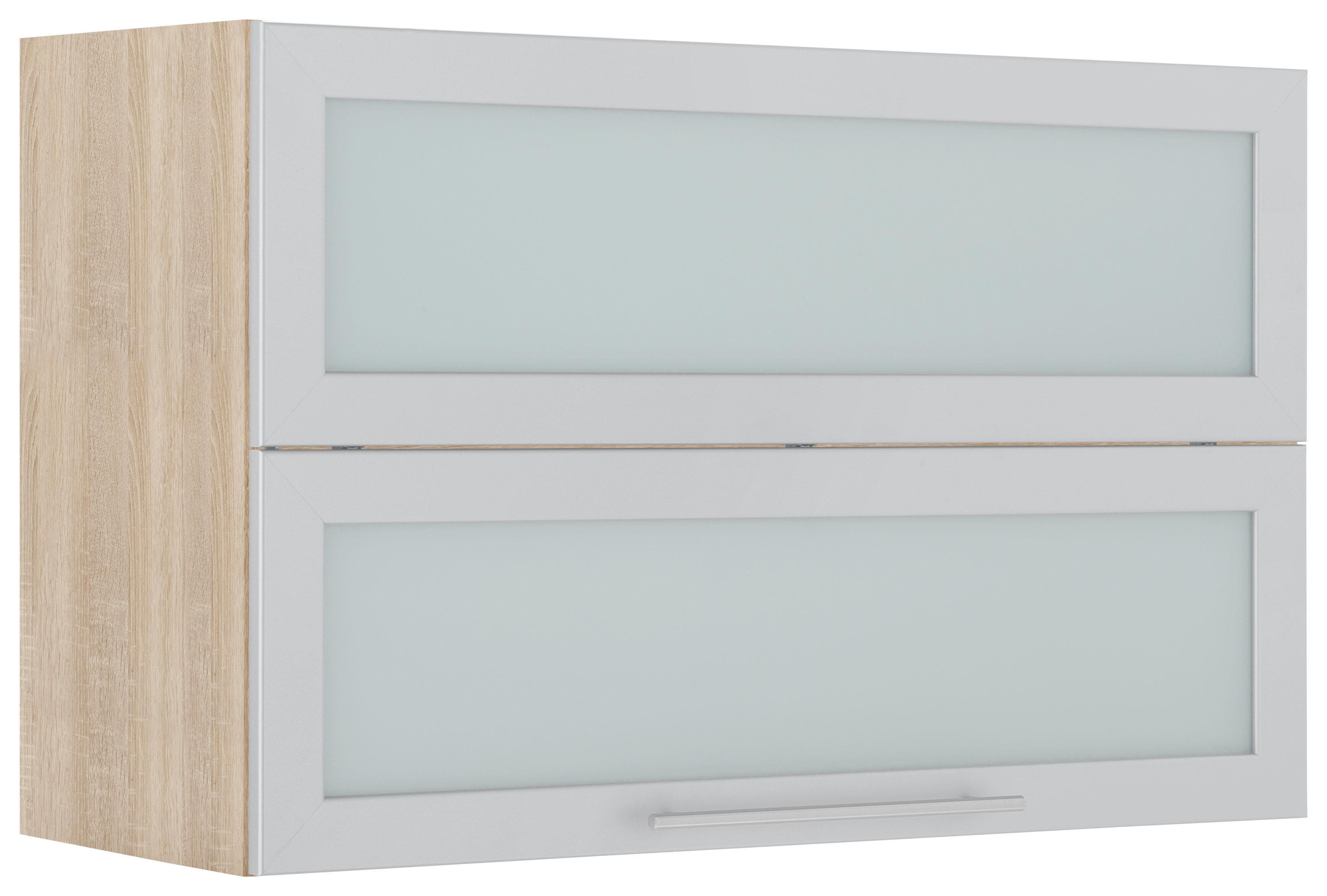 WIHO KÜCHEN Faltlifthängeschrank Flexi2 Grau Glas Sonoma Eiche