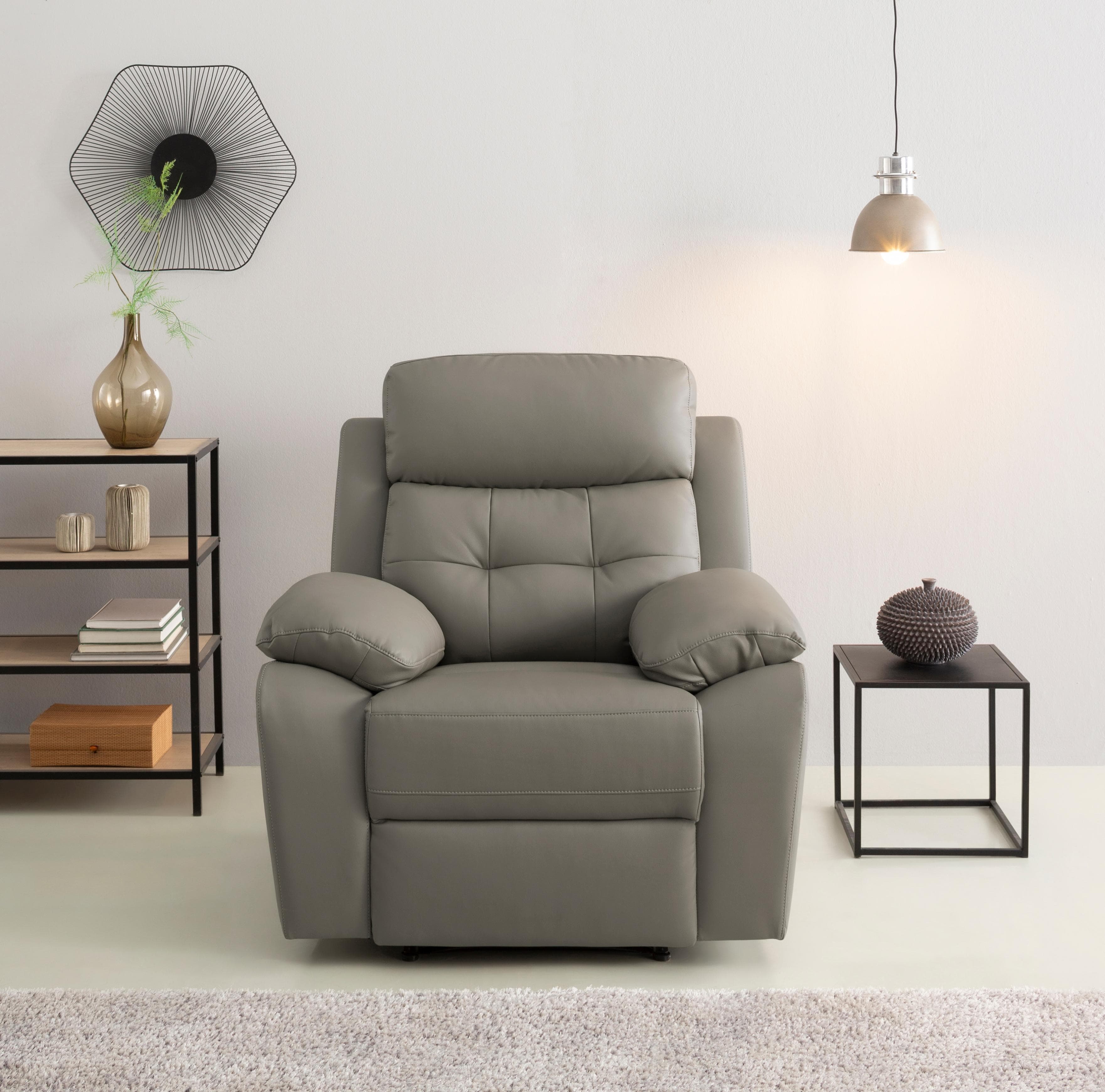 Home Affaire Relaxsessel Lannilis mit Relaxfunktion Kunstleder Hellgrau