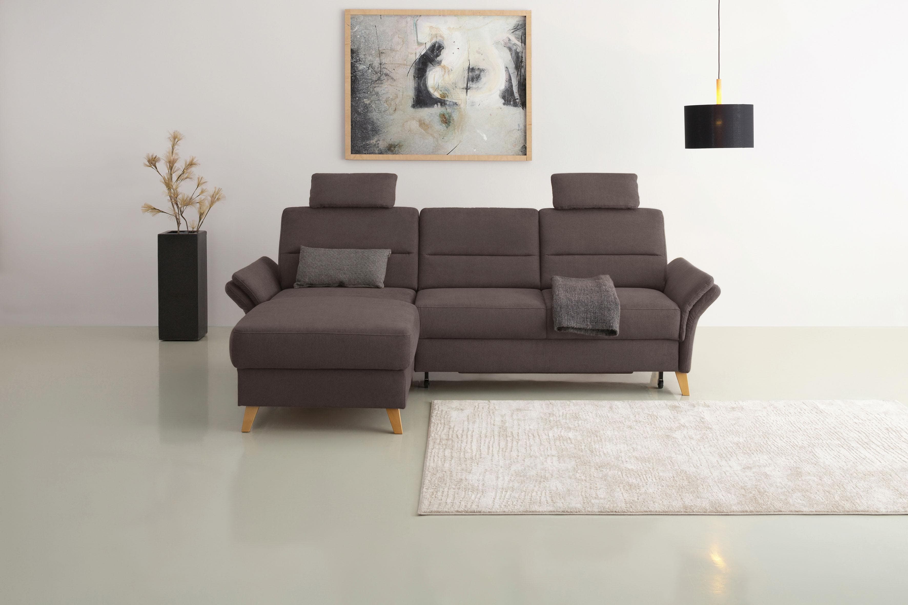 HOME AFFAIRE Ecksofa Westerland L-Form braun mit Recamiere