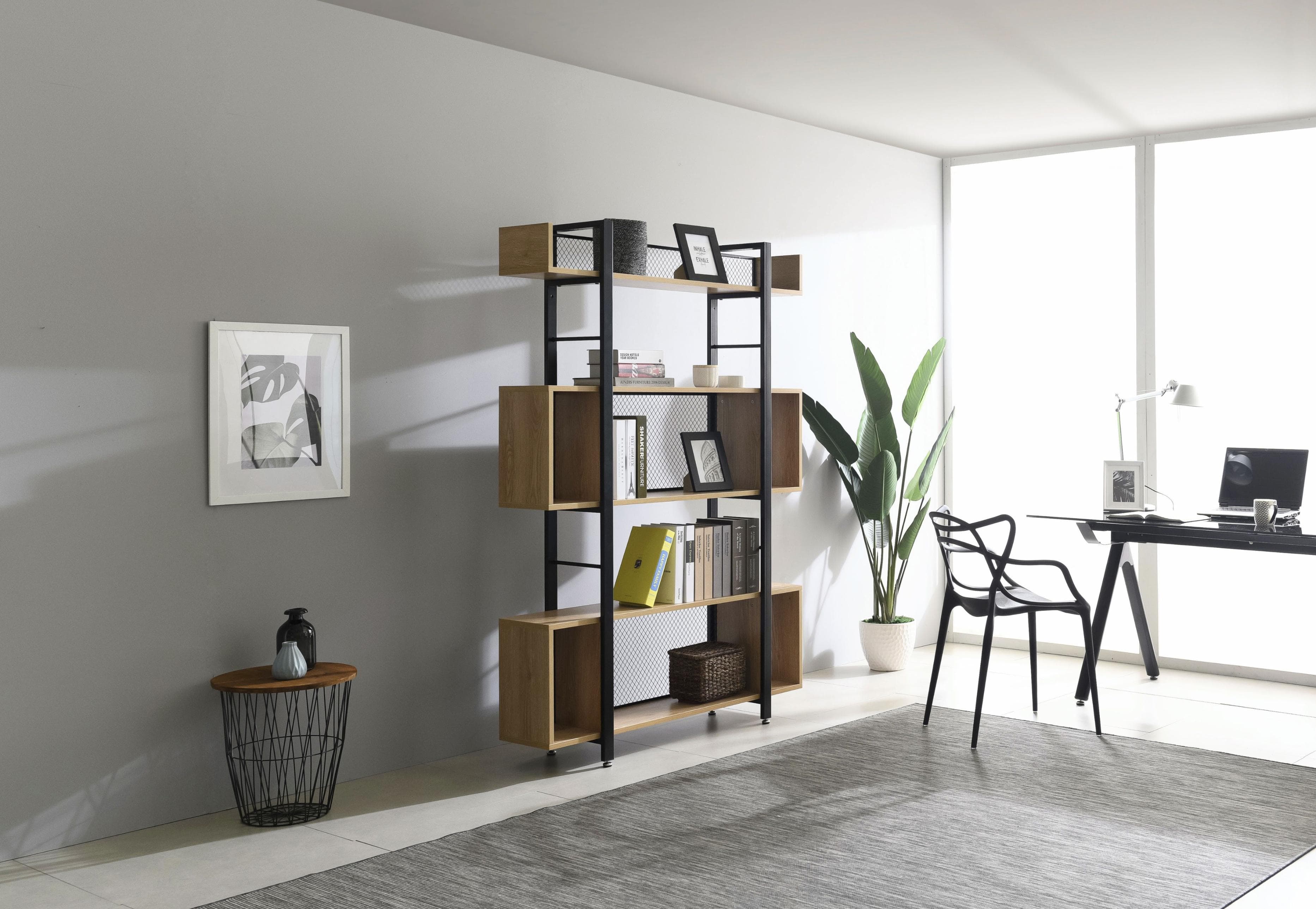 Raumteilerregal Home Affaire Beige Schwarz MDF Metall