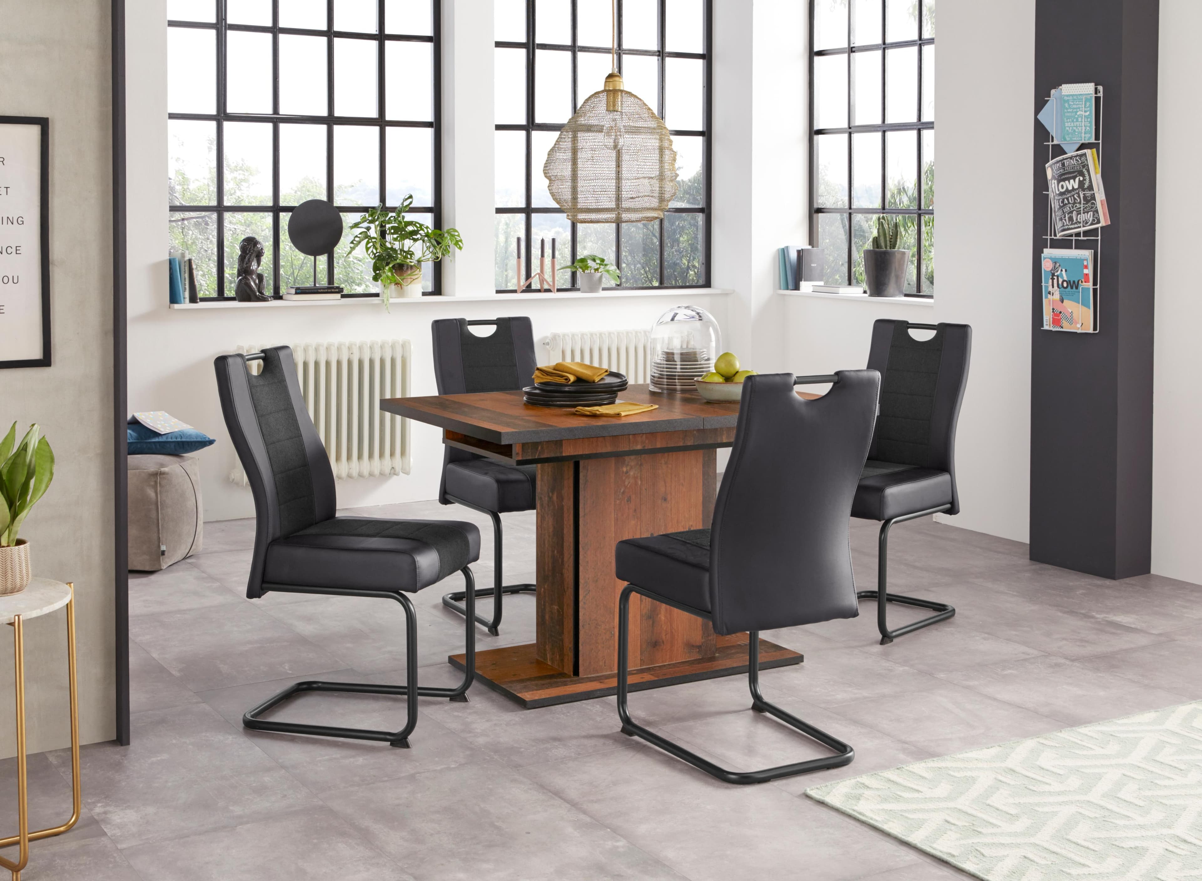 Ausziehbare Essgruppe mit 4 Stühlen & Tisch