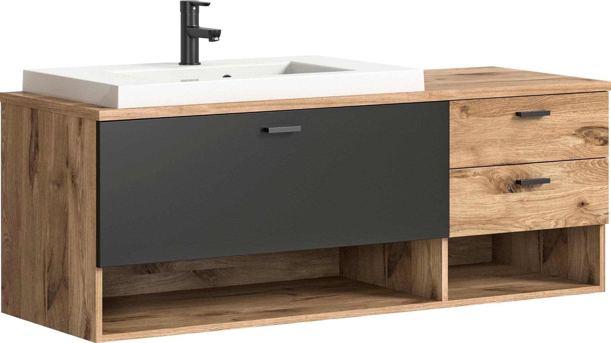 Hängeschrank mit Waschbecken - modernes Badmöbel-Set 2-teilig