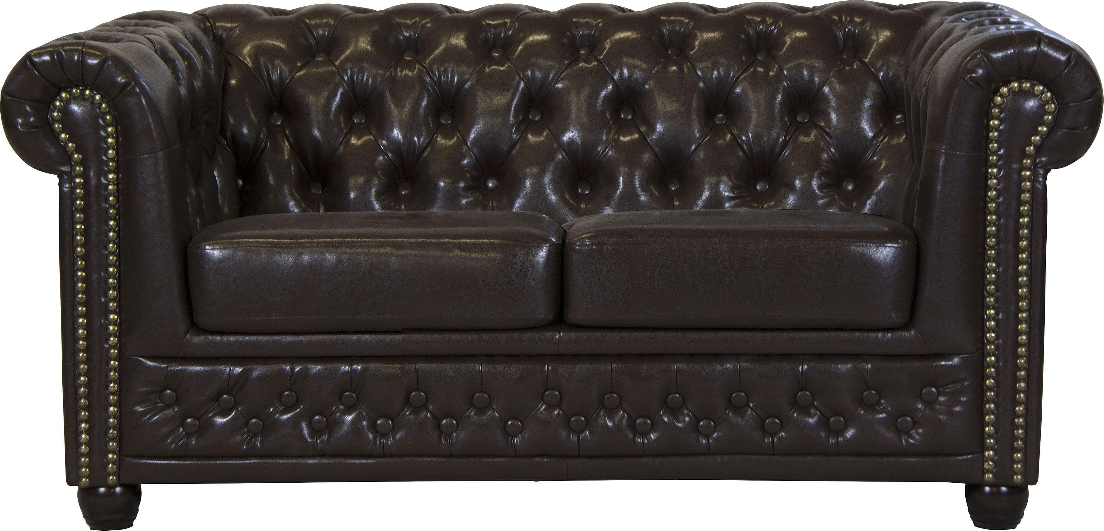 HOME AFFAIRE Chesterfield-Sofa Rysum Dunkelbraun Microfaser Lederoptik