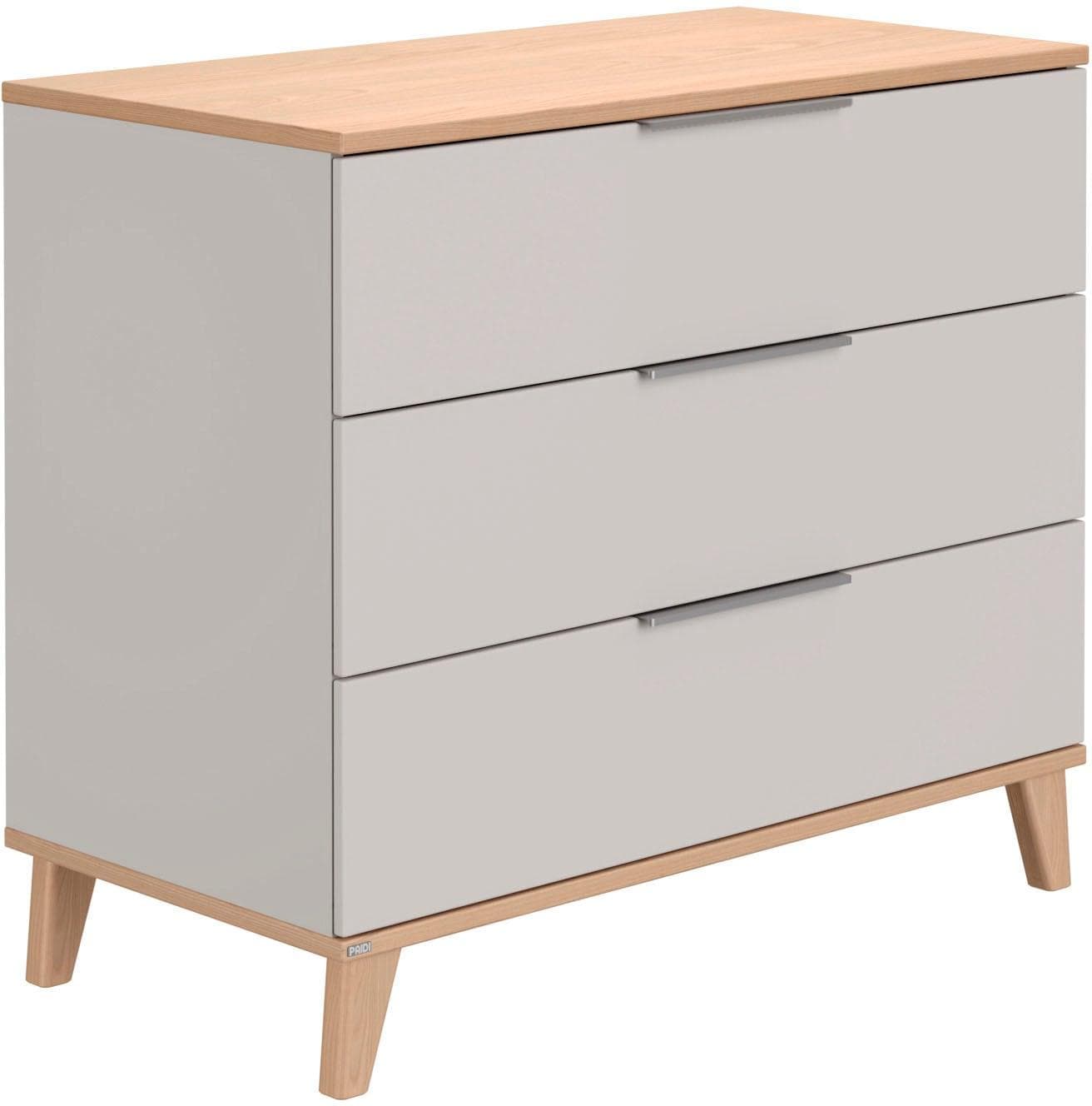 Wickelkommode PAIDI FIENE Grau 3 Schubladen Soft-Close