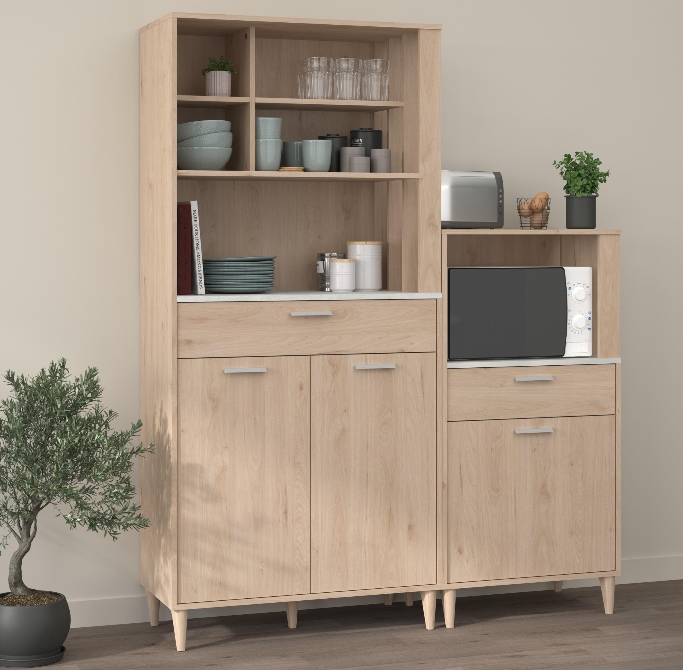 Parisot Schrank-Set Gala 1 Buffetschrank Beistellschrank Eiche Nachbildung