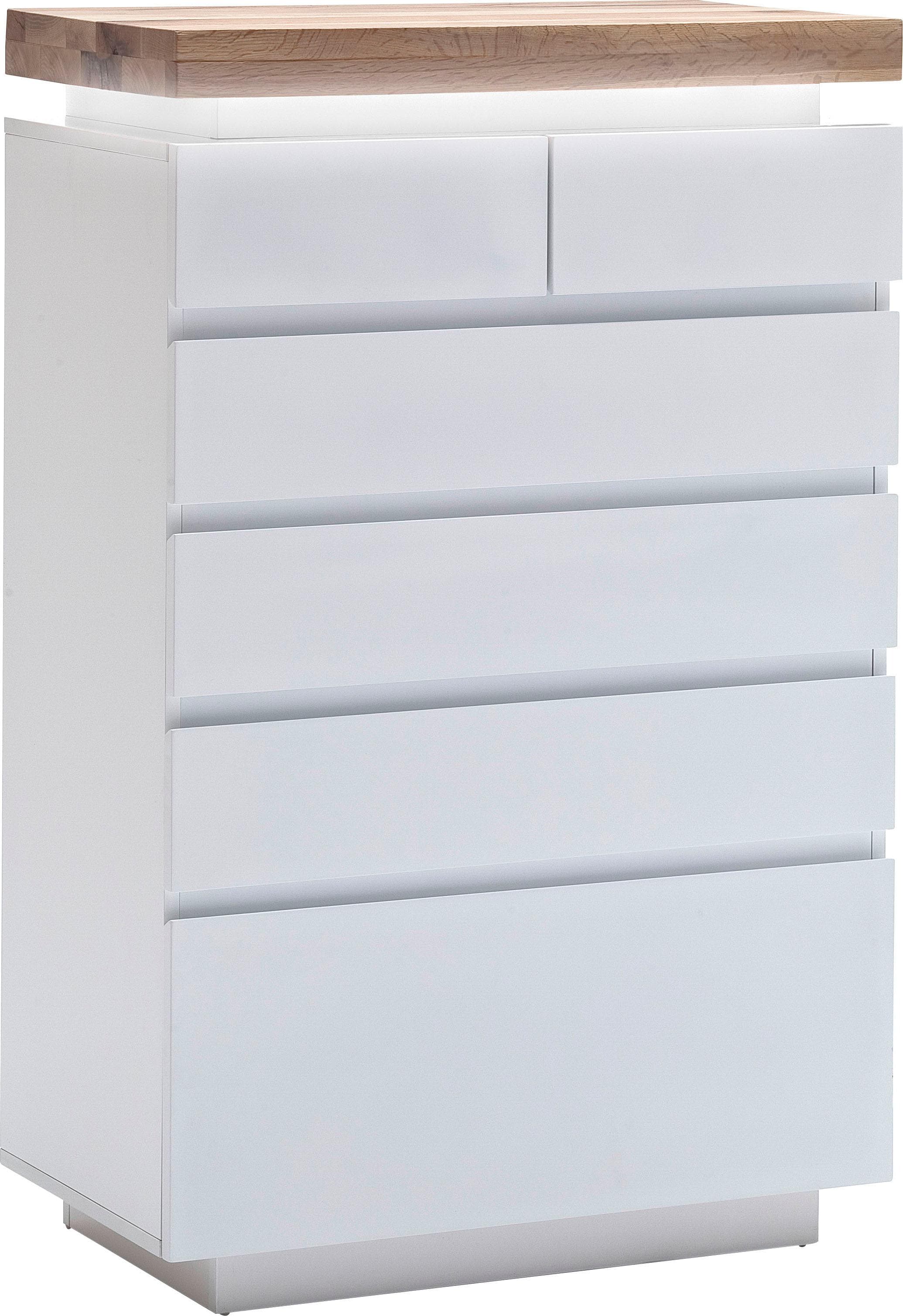 MCA furniture Kommode Romina Weiß Matt mit LED Beleuchtung