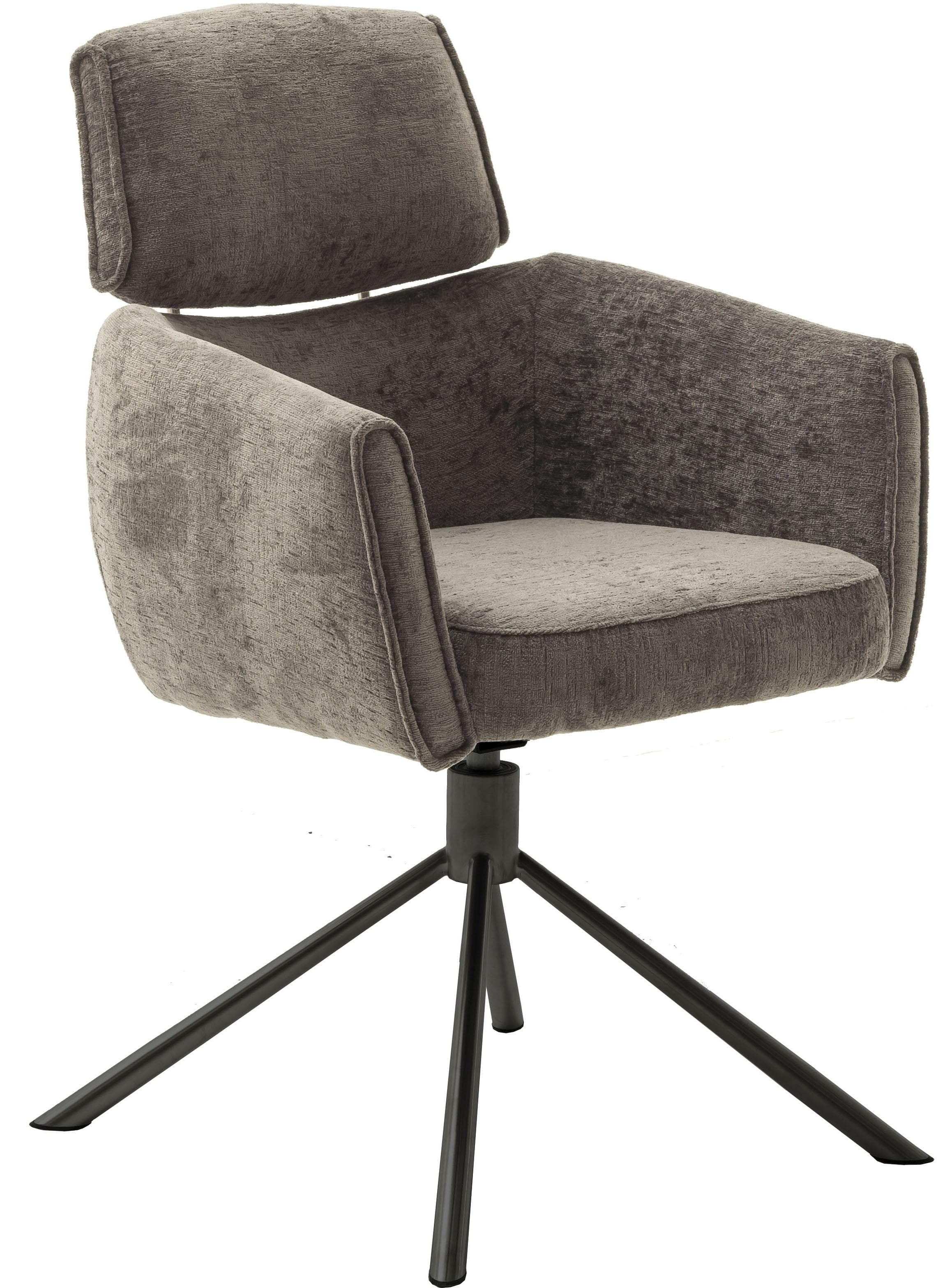 MCA Furniture Quebec Esszimmerstuhl - 2er Set, Braun, Polyester, 360° Drehbar