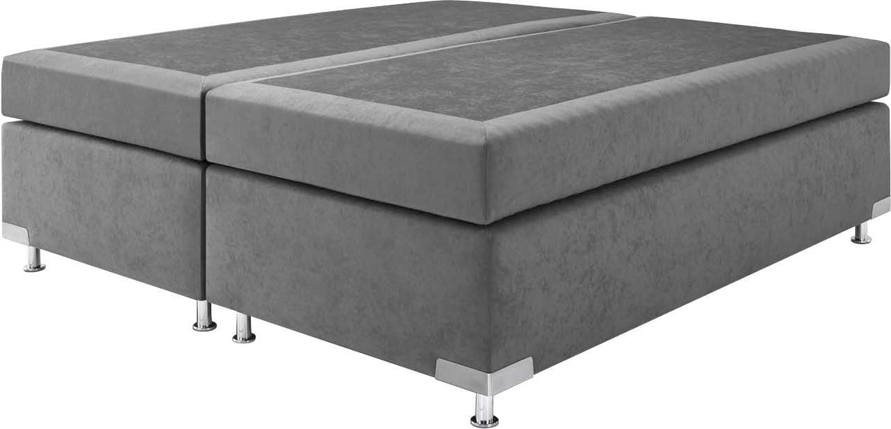 WESTFALIA Boxspringbett Holland Grau Microvelours