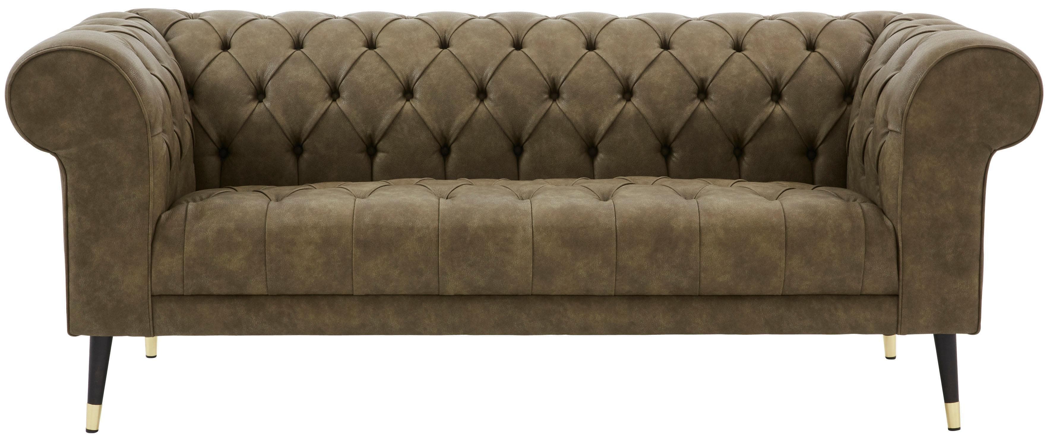 HOME AFFAIRE Chesterfield Sofa Tinnum Olive Microfaser Vintage