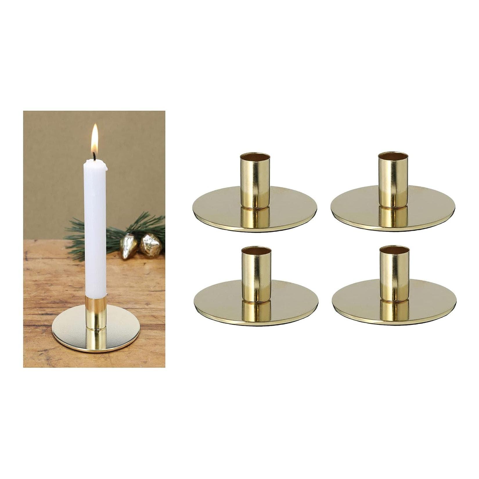 4er-Set Stabkerzenhalter Metall Gold Scandic Chic Vintage