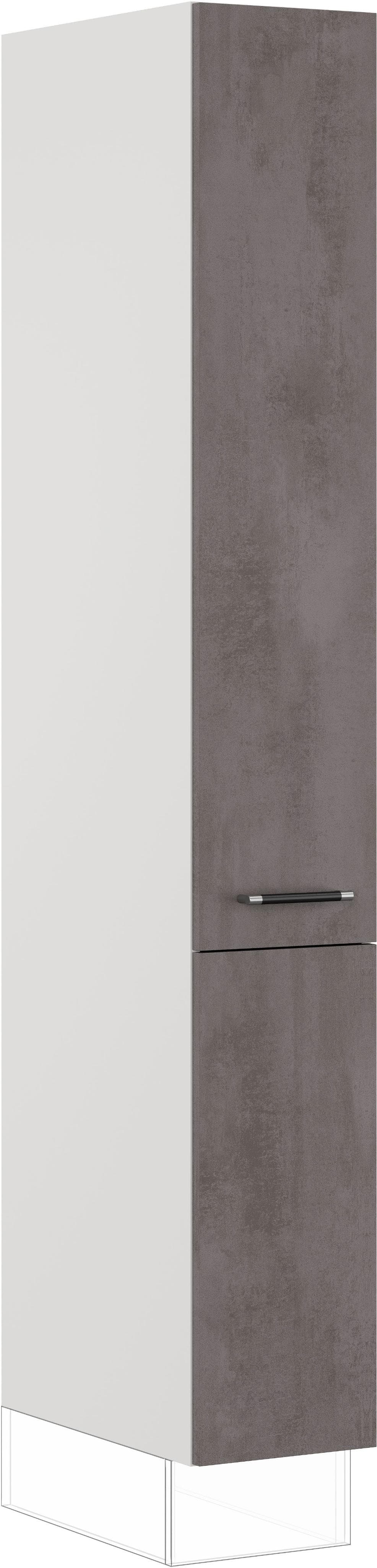 Apothekerschrank Prag Impuls Küchen Beton-Optik Schiefer Dunkelgrau