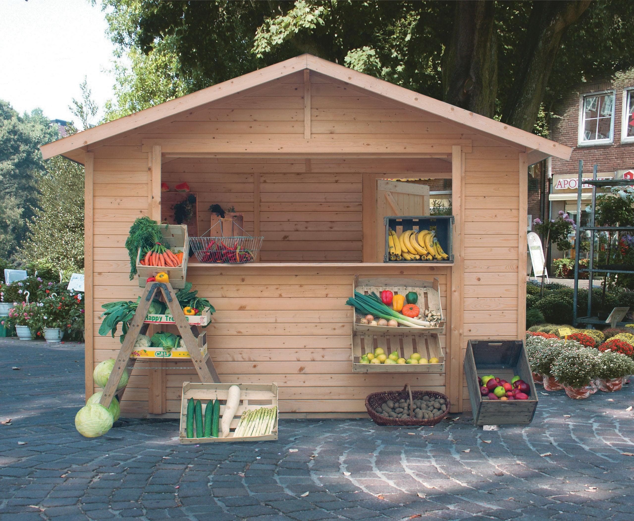 Karibu Gartenhaus Verkaufshaus 2 naturbelassen Holzwerkstoff Nordische Fichte