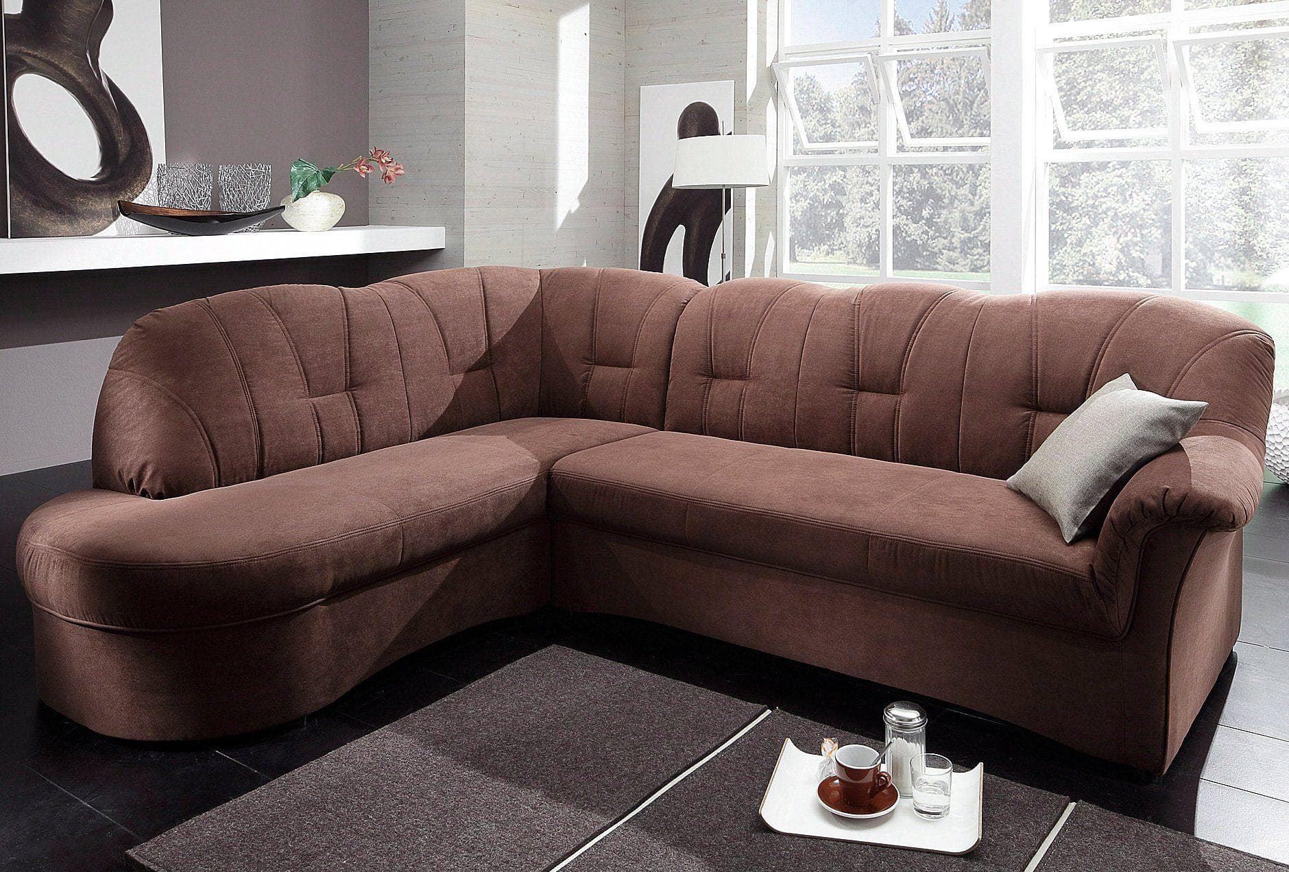 DOMO COLLECTION Ecksofa Papenburg L-Form mit Ottomane, Braun
