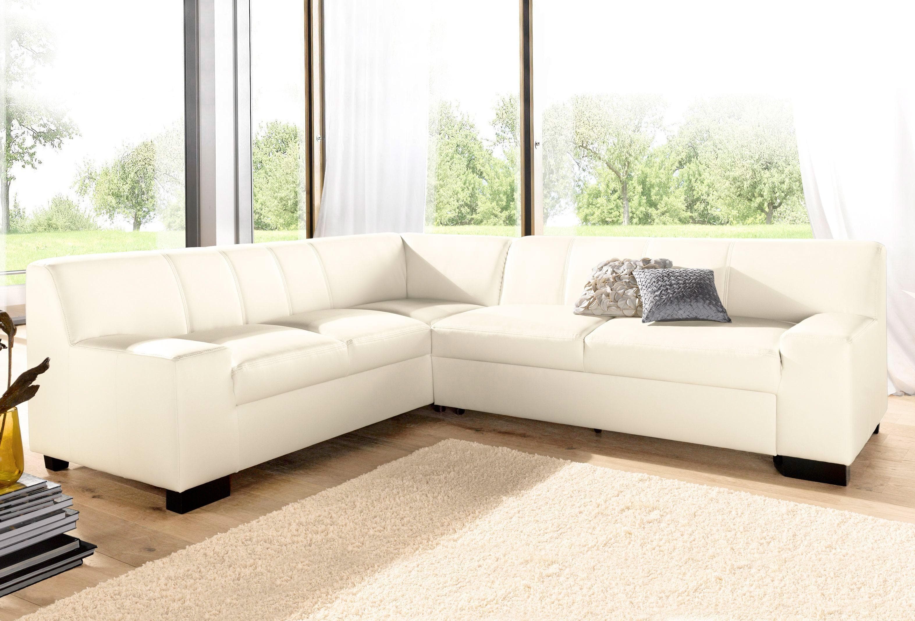 DOMO collection Ecksofa Norma Top L-Form Weiß Naturleder