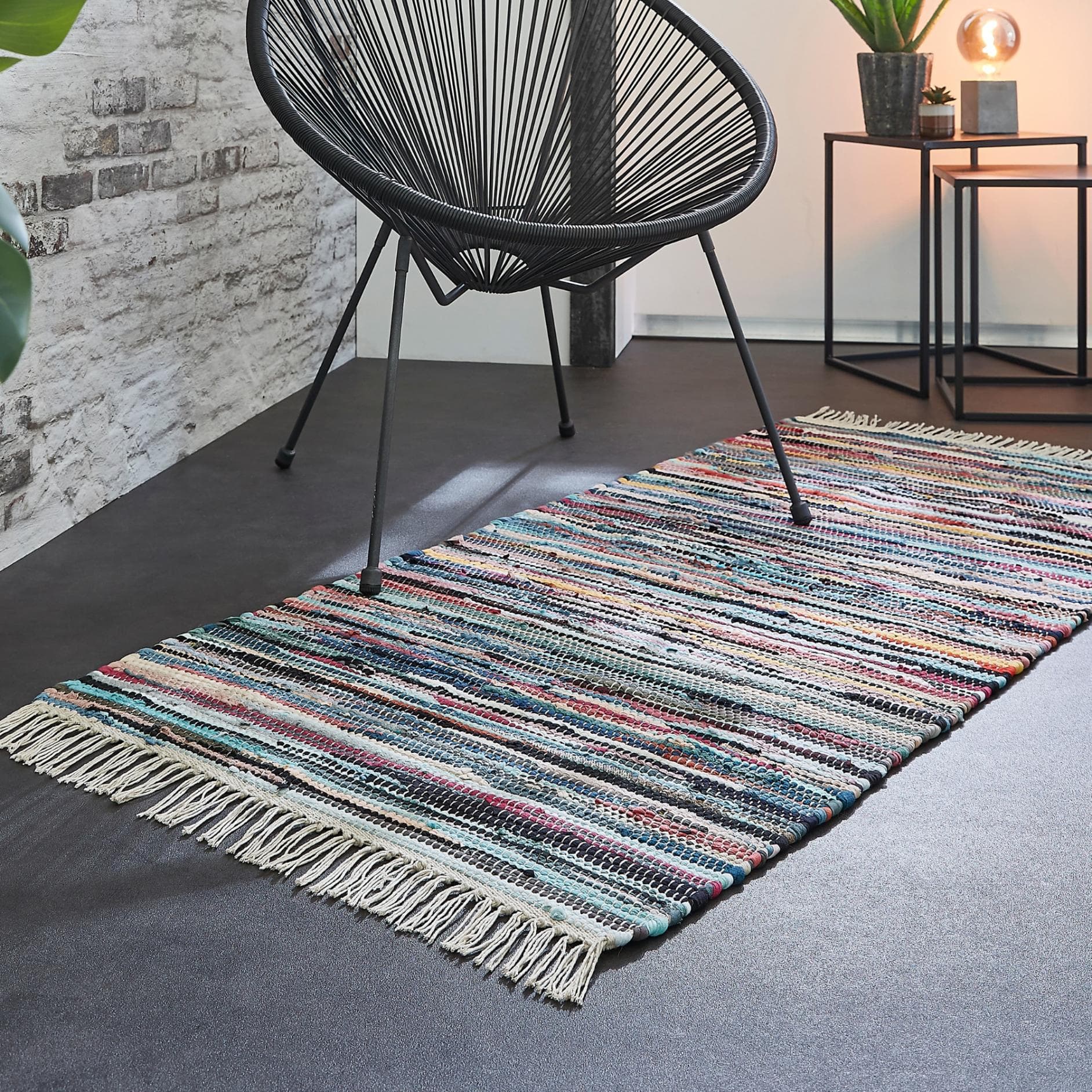 ANDIAMO Fleckerl-Teppich Multi Bunt Baumwolle 70x140cm