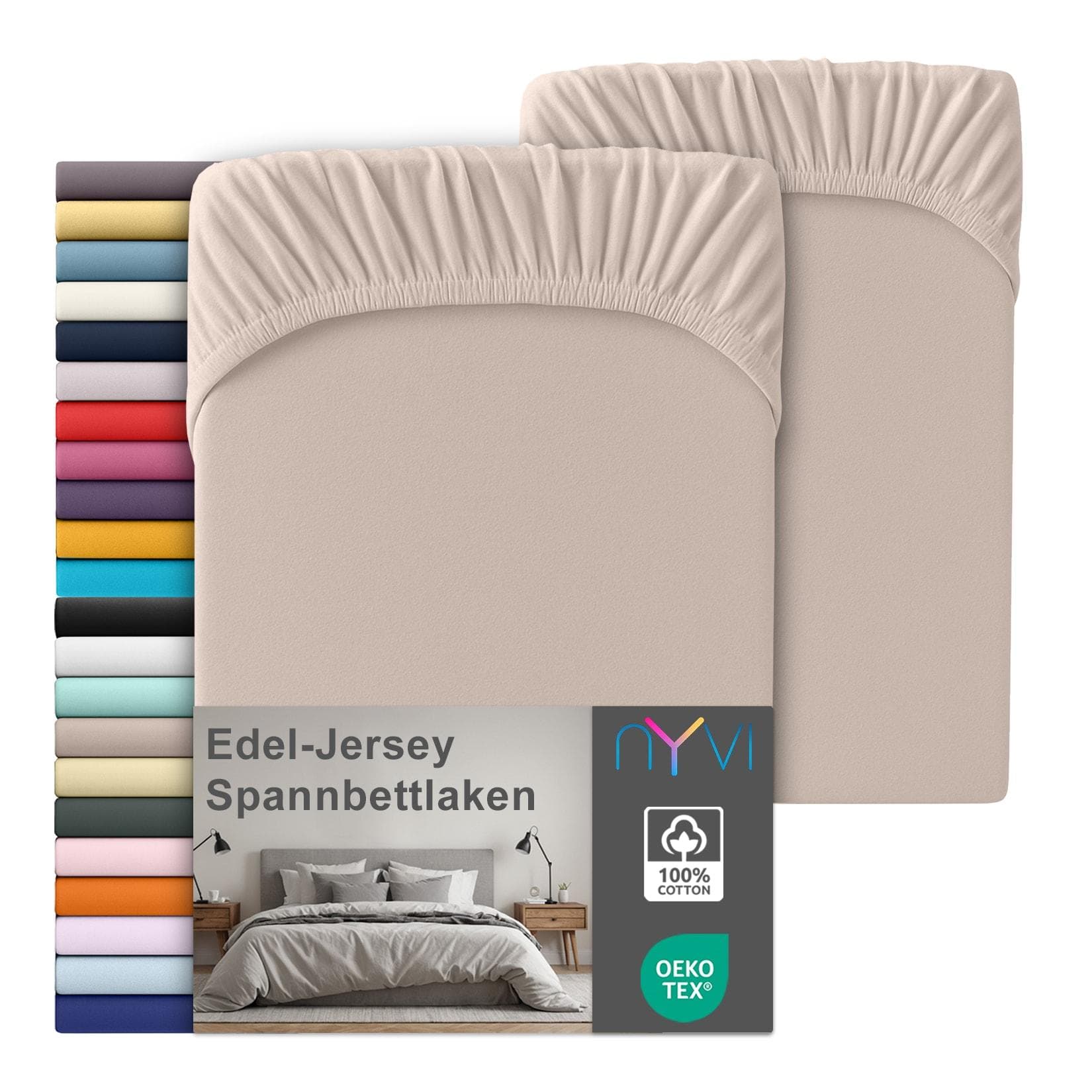 NYVI Edel Jersey Spannbettlaken Deluxe 100% Baumwolle supergekämmt