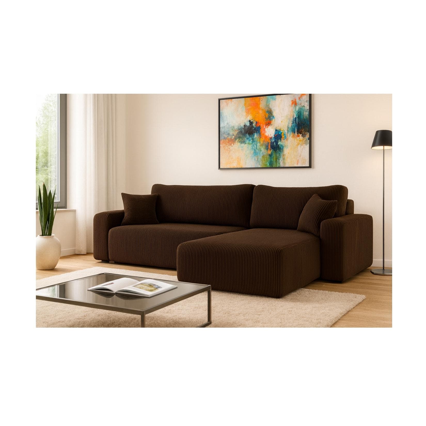 Inter Trading Ecksofa Austin 272x224 cm Cord Braun