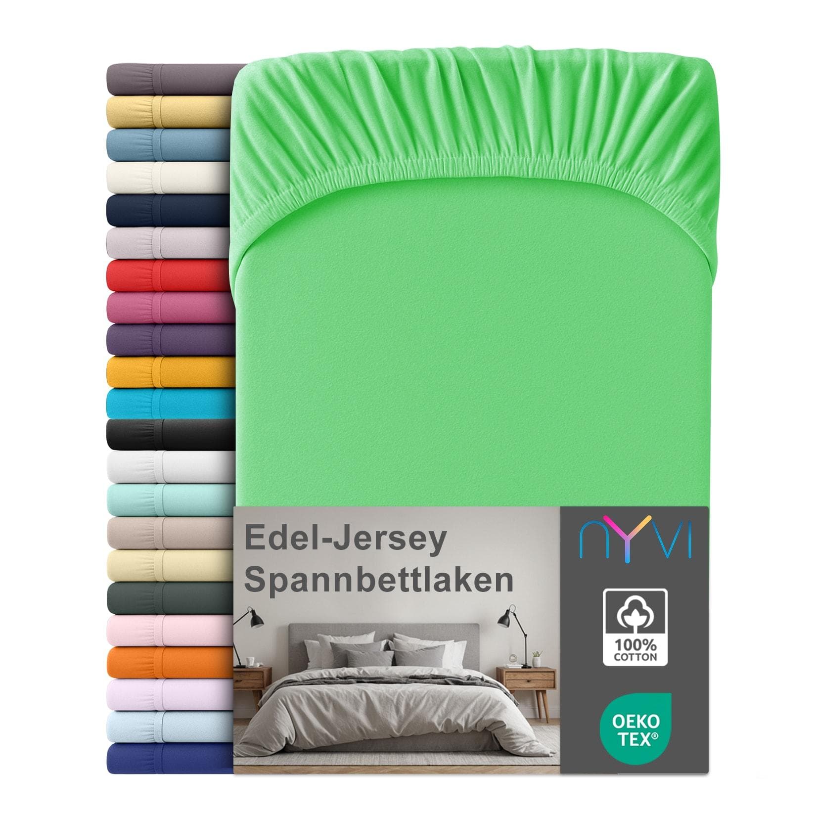 NYVI Edel Jersey Spannbettlaken Deluxe 100% Baumwolle Apfel