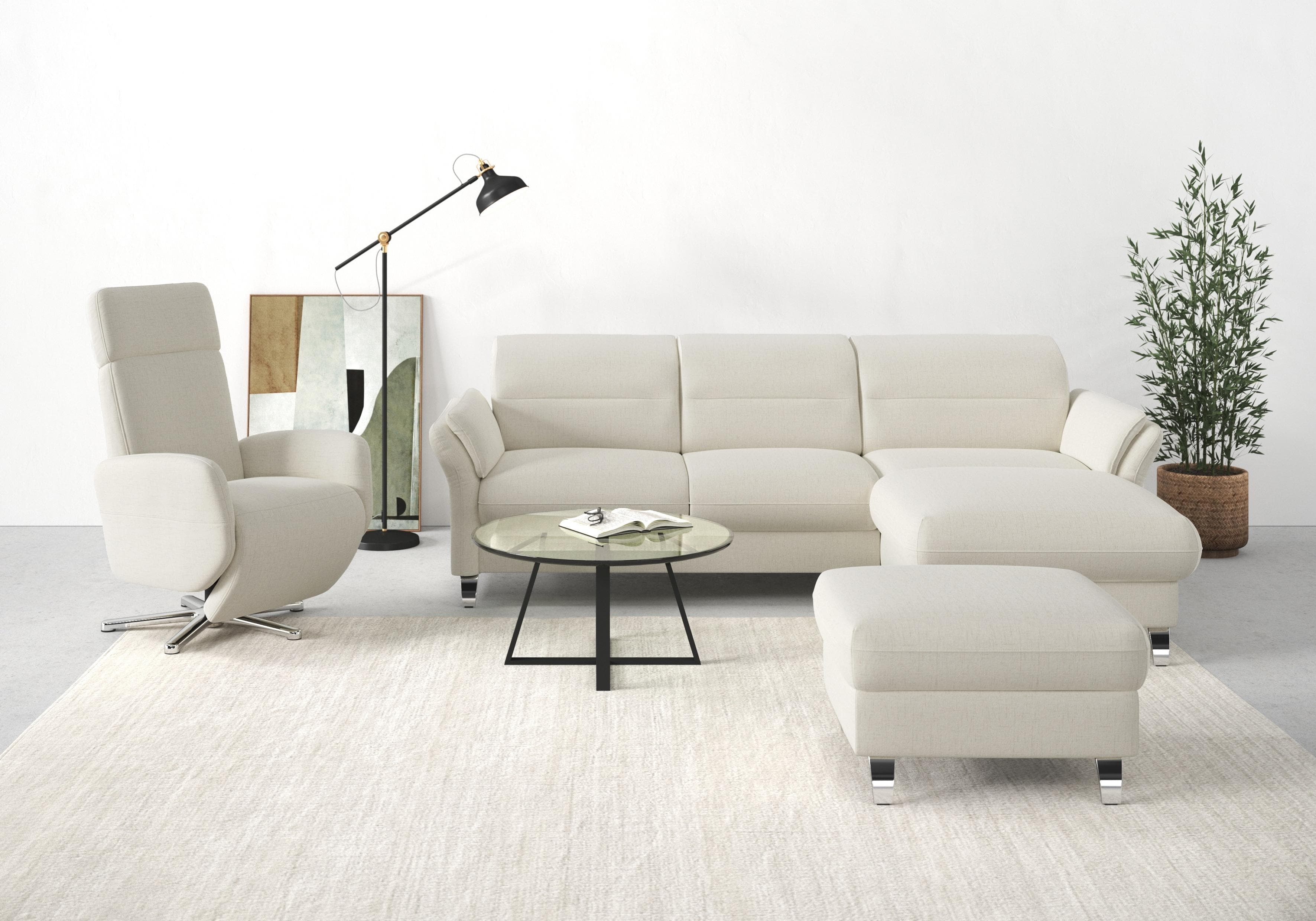 SIT & MORE Ecksofa Grenoble L-Form Beige mit Federkern & Verstellbaren Armteilen