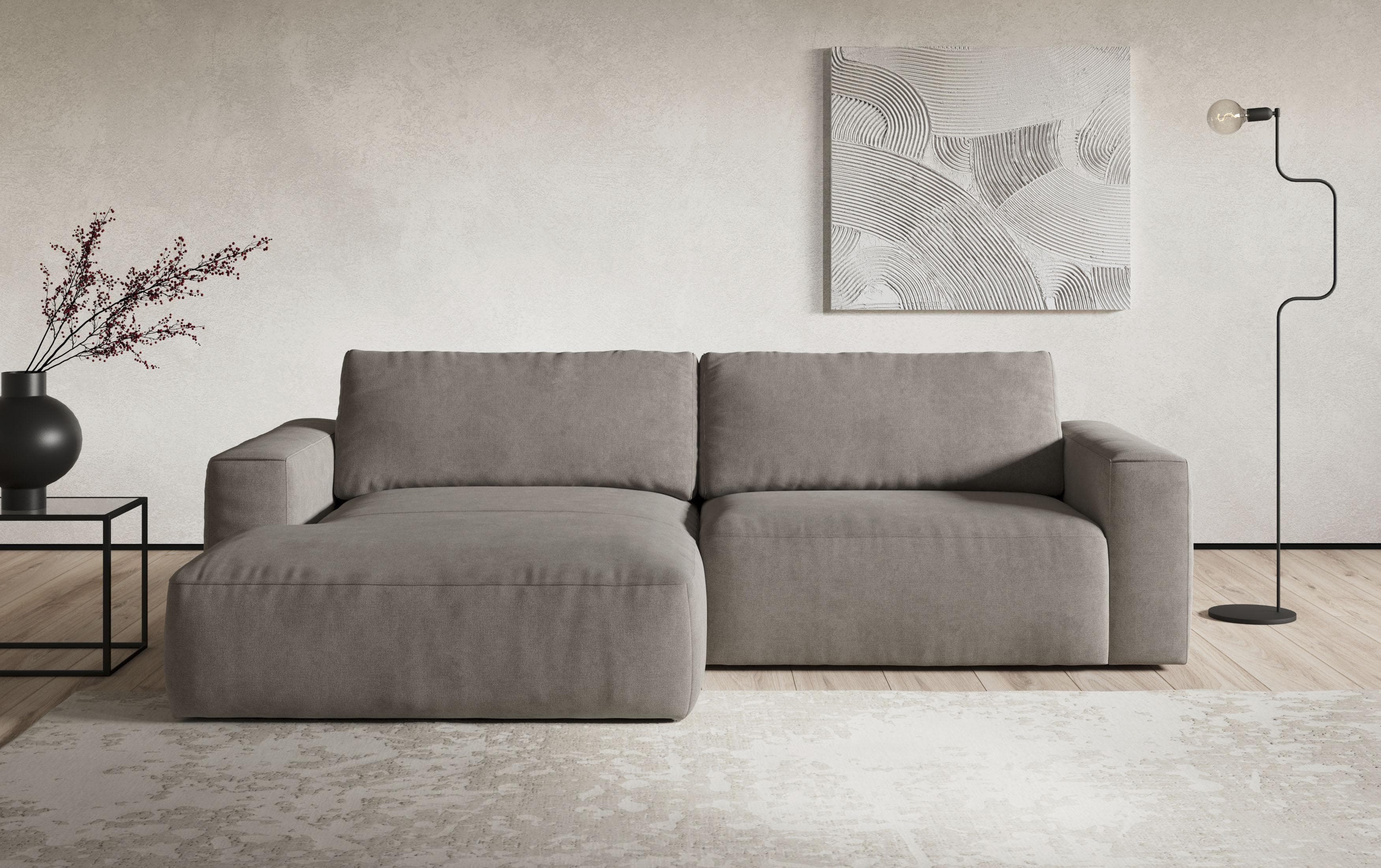 COTTA Ecksofa Lasso L-Form Grau XL mit Recamiere