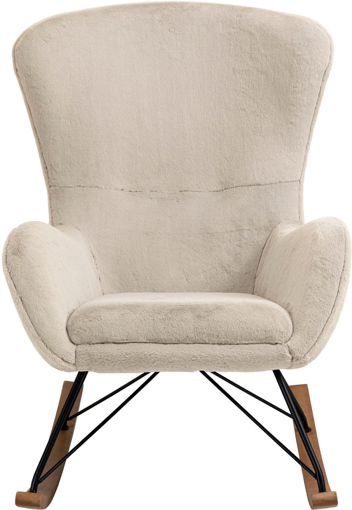 Salesfever Schaukelstuhl Vintage Beige Kunstfell