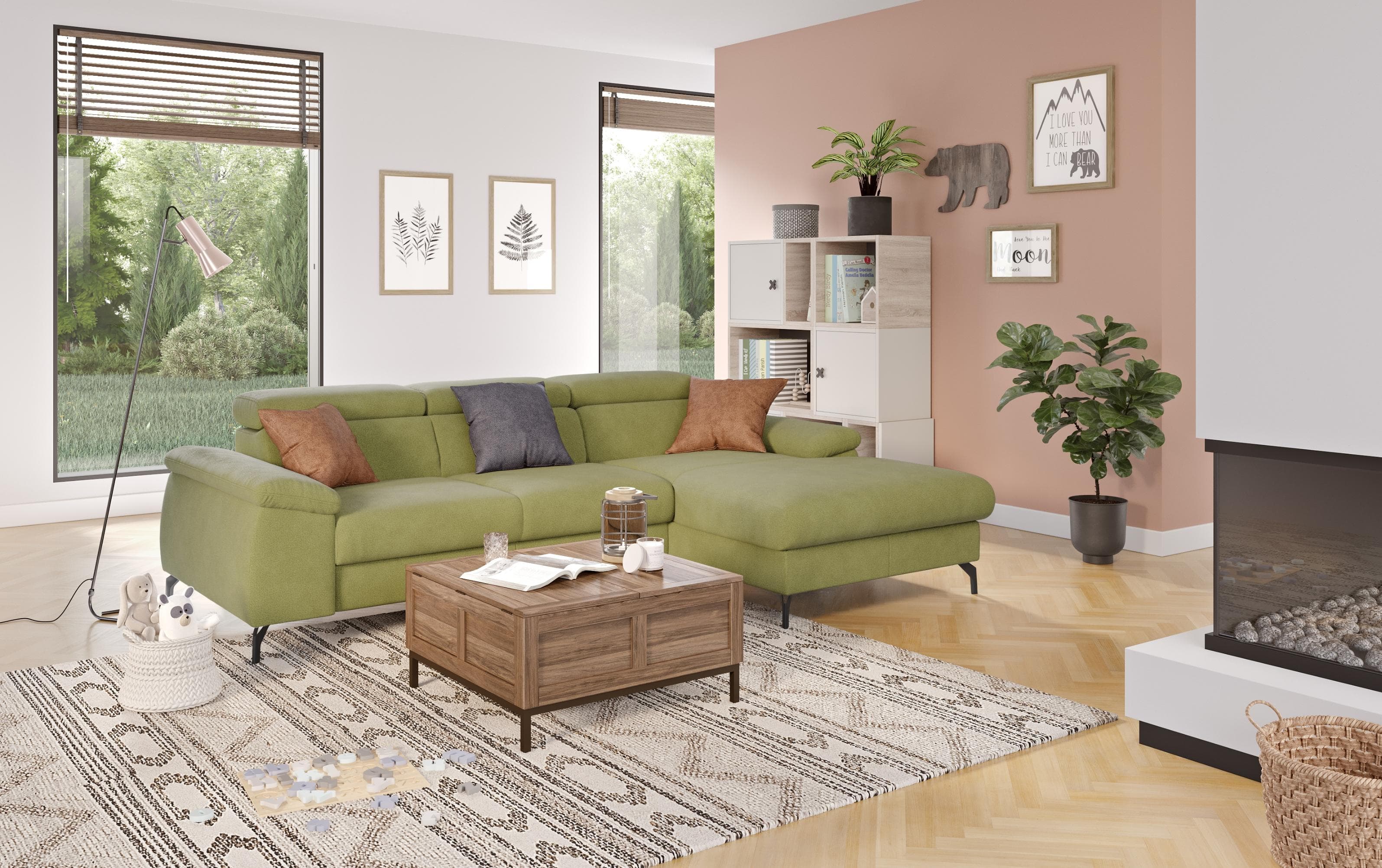 Modernes Ecksofa in L-Form mit eleganter Bodenfreiheit