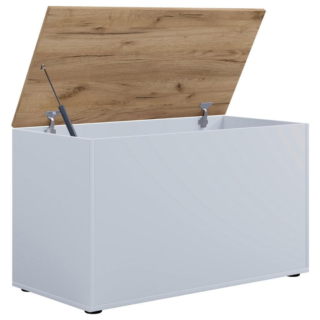 VCM Sitztruhe Bendola Weiß Honig-Eiche Holzwerkstoff Aufbewahrung