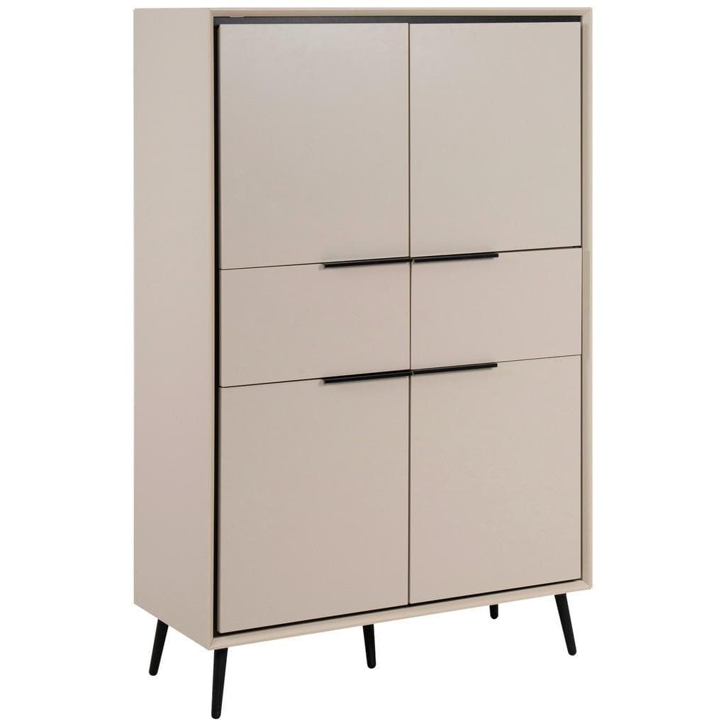 Livetastic Highboard Schwarz Sand Metall 4 Fächer 2 Schubladen