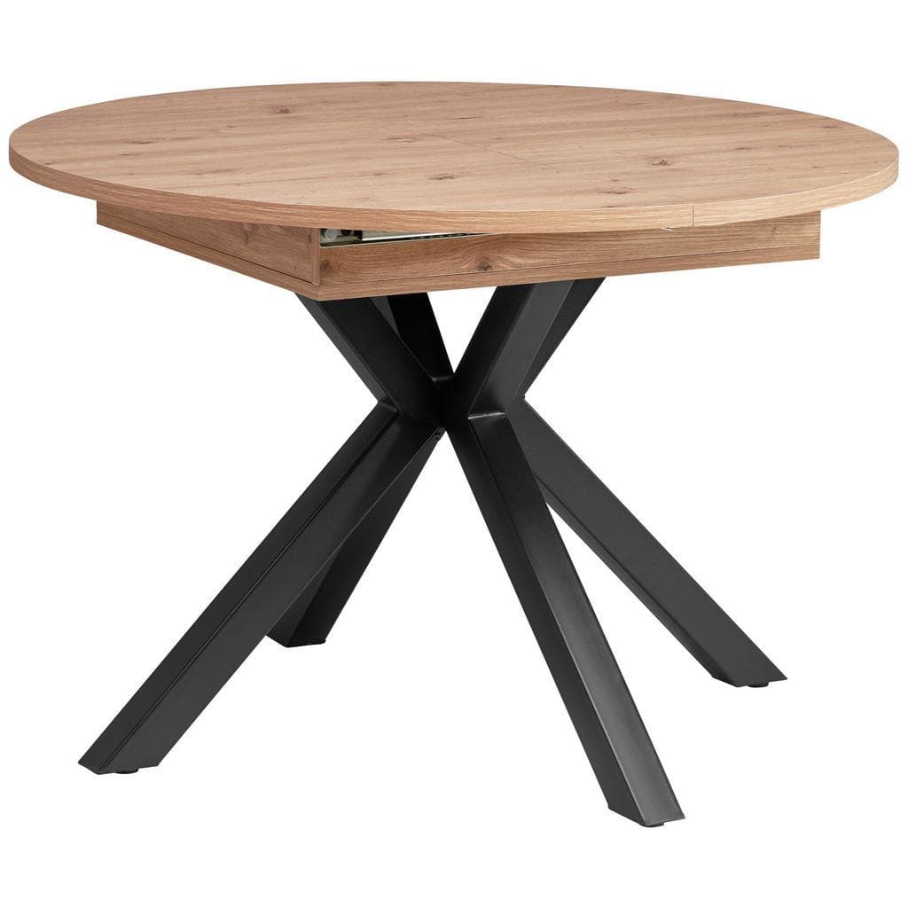 Mid.you Ausziehtisch Schwarz Eiche Artisan Metall Holzwerkstoff Rund Esszimmer