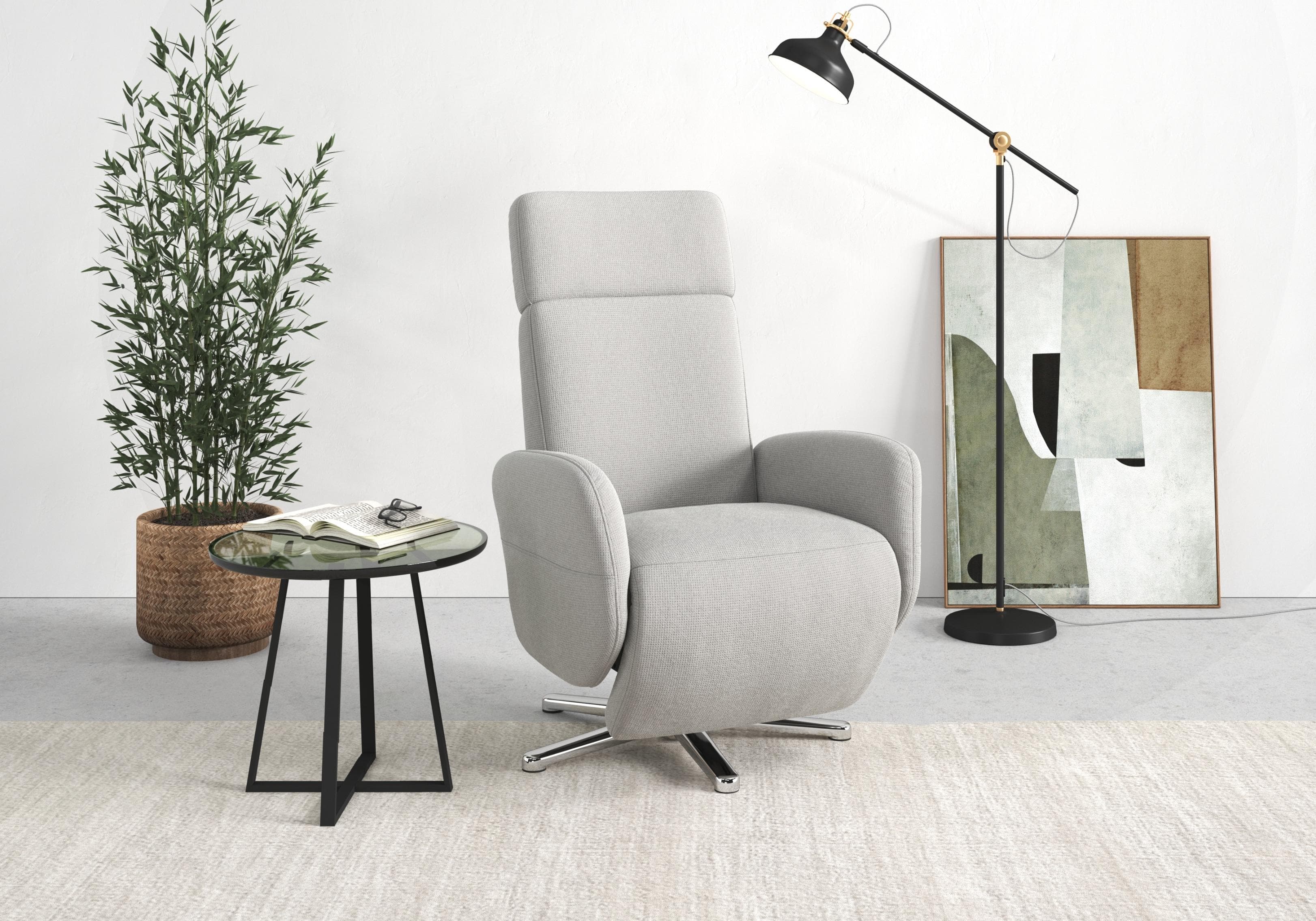 SIT & MORE TV-Sessel Grenoble Silber Elektrisch Verstellbar