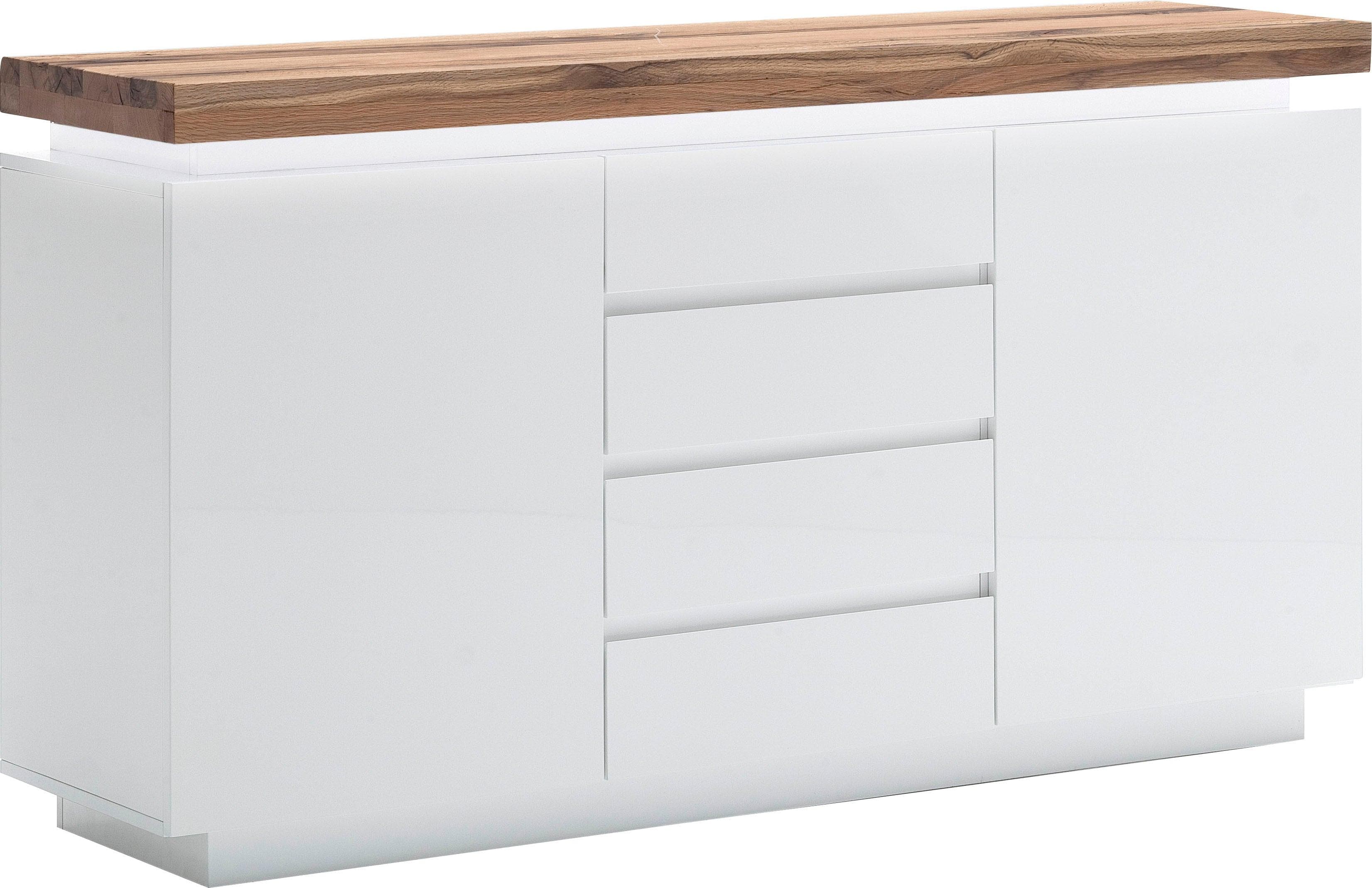 MCA furniture Sideboard Romina Weiß Matt mit LED Beleuchtung