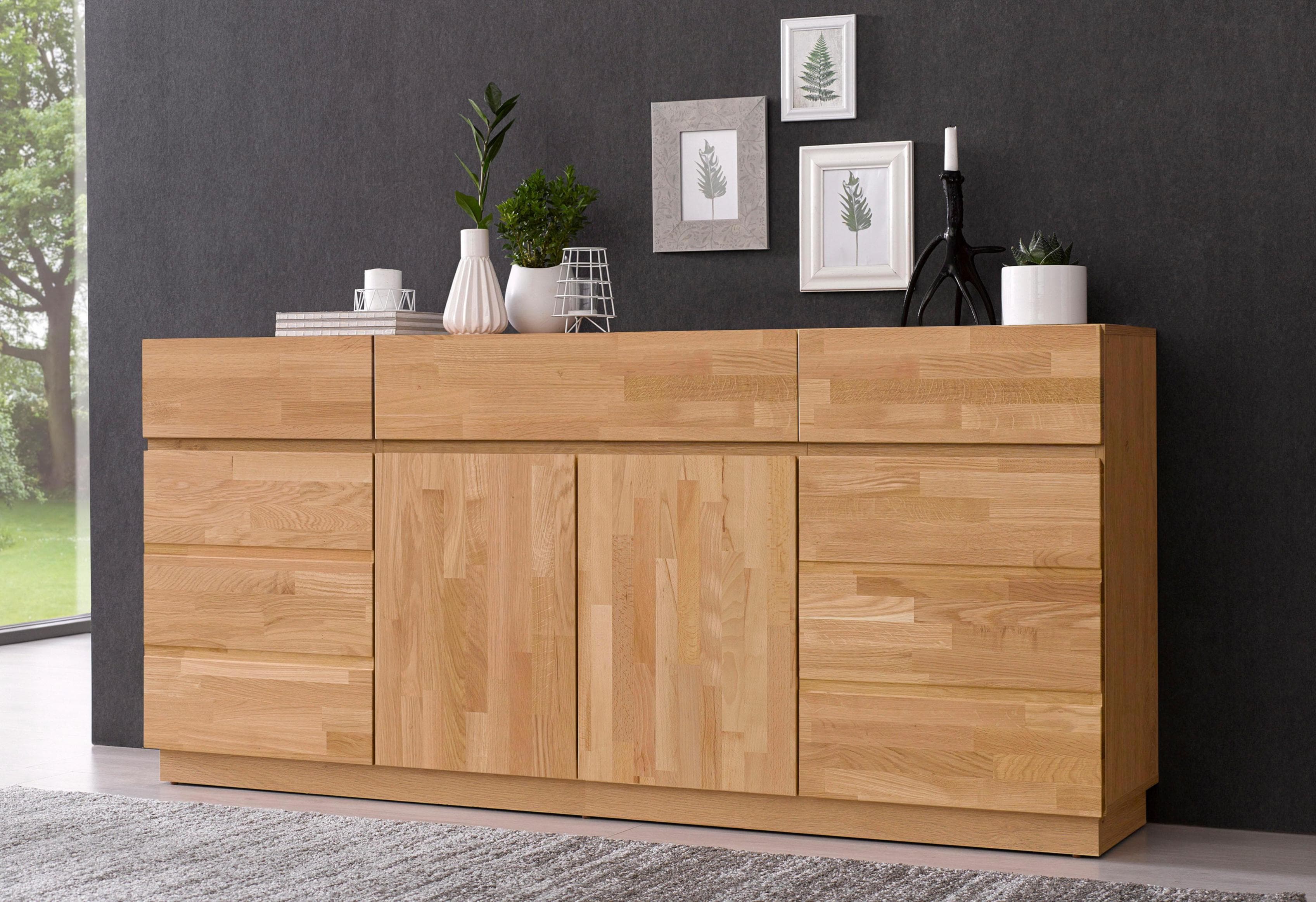 Sideboard HOME AFFAIRE Braun Eiche Teilmassiv FSC-zertifiziert
