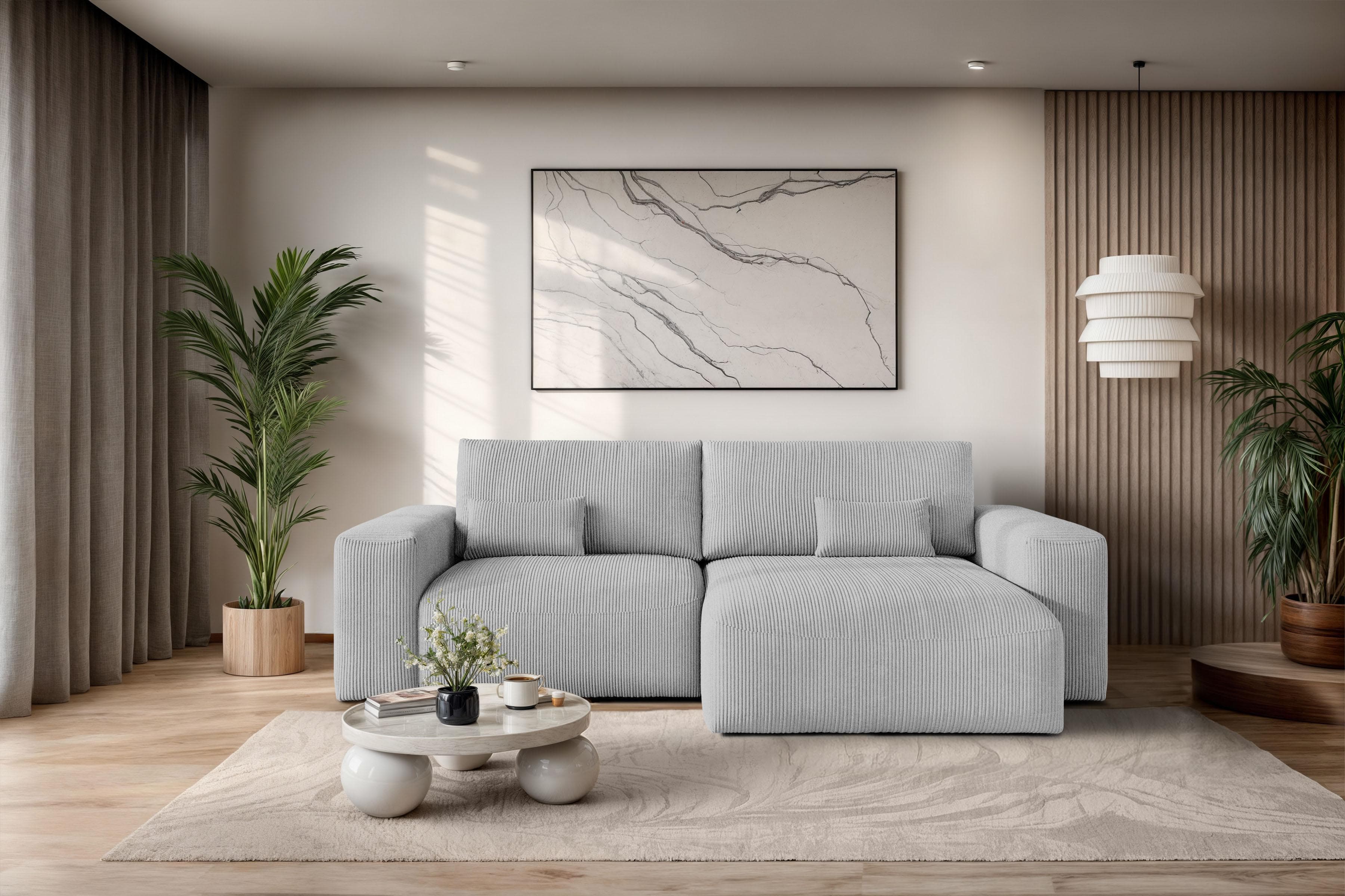 OTTO HOME MATTS Schlafsofa mit Bettkasten, Ecksofa, L-Form, Recamiere, 100% Polyester, Hellgrau