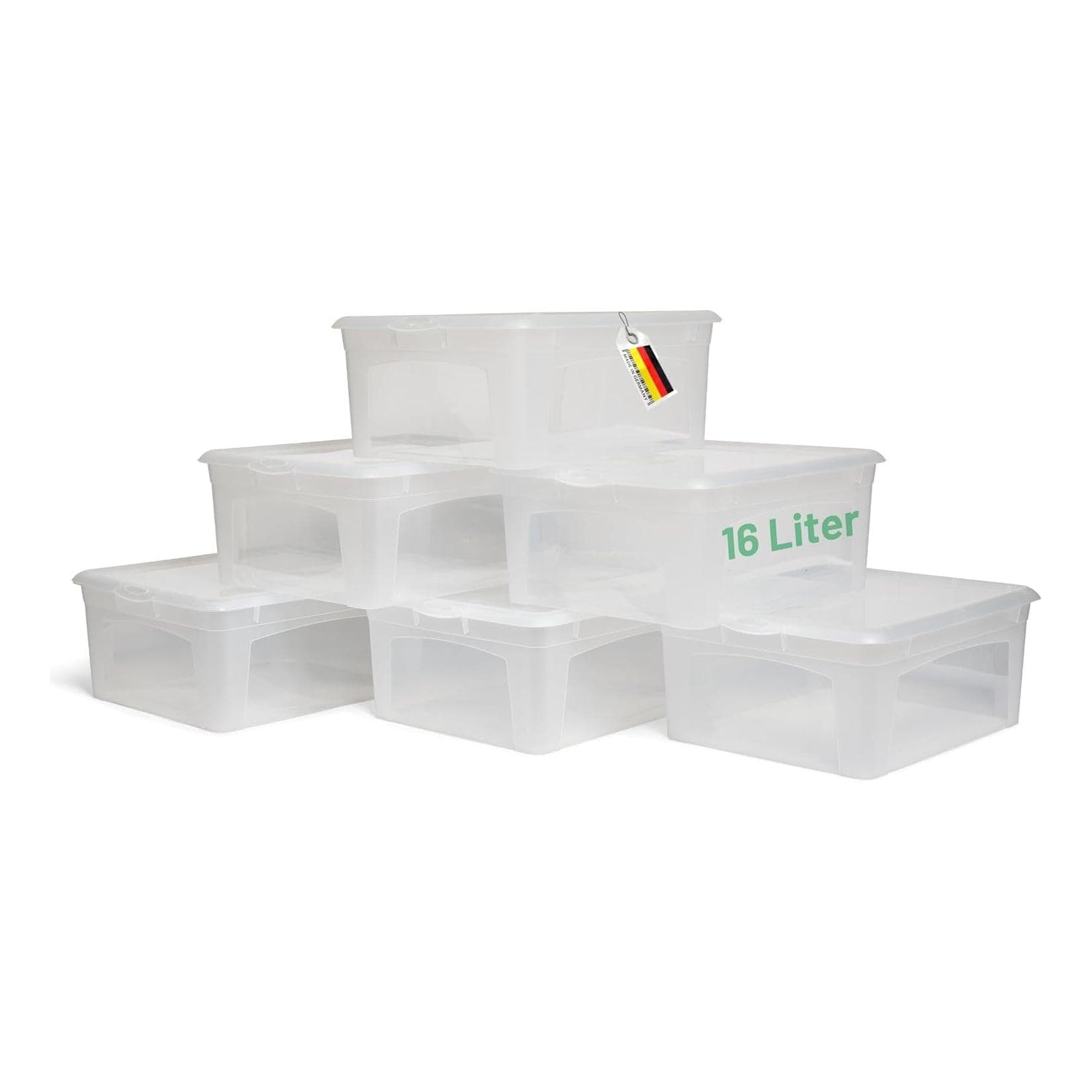 6x Aufbewahrungsboxen mit Deckel 16L Transparent Kunststoff BPA-frei