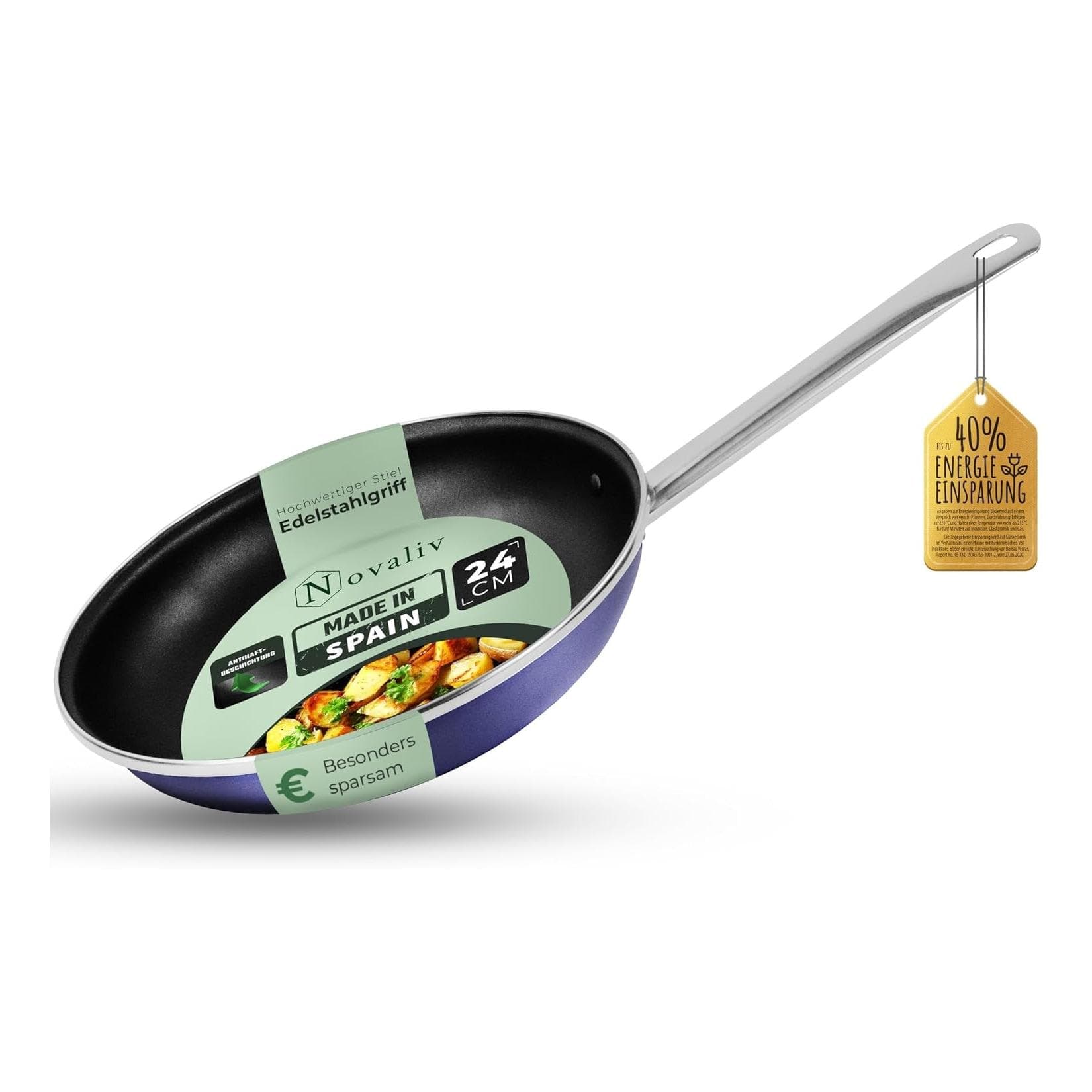 Novaliv Energiesparpfanne 24 cm Blau Antihaftbeschichtung