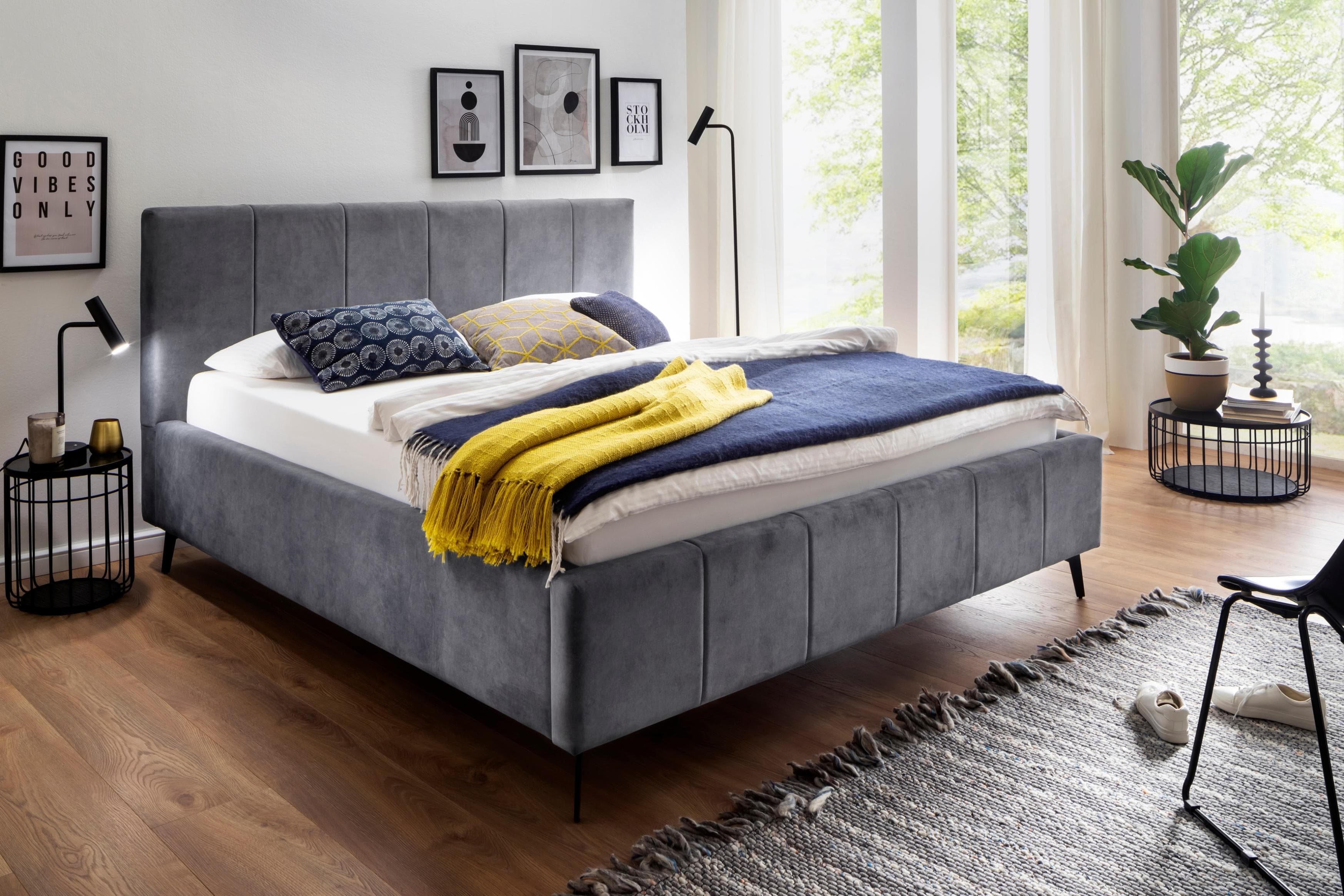 MEISE.MÖBEL Lizzano Stauraumbett Anthrazit mit Bettkasten