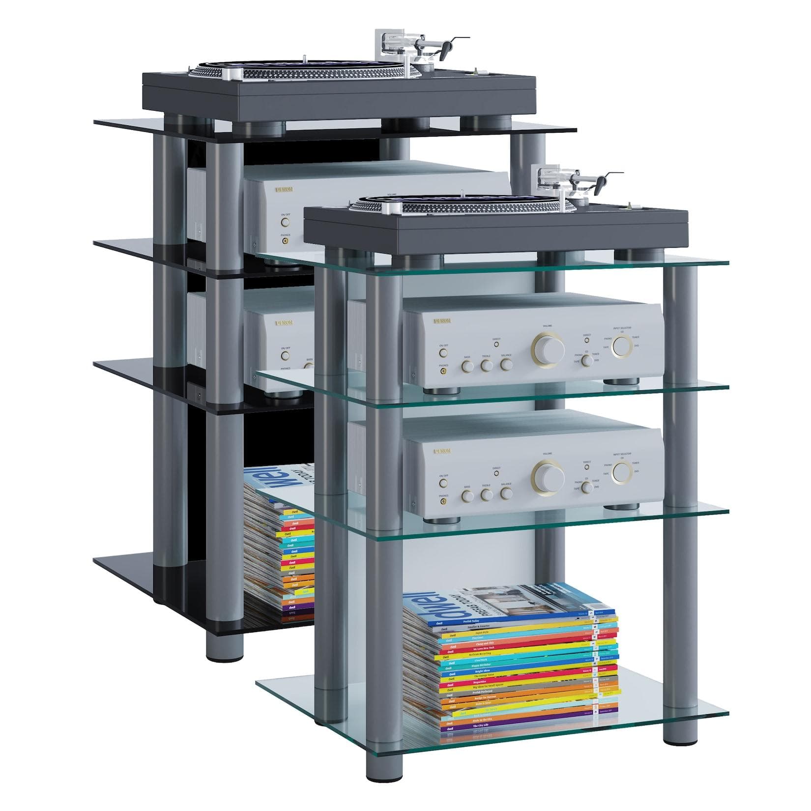 Aluminiummöbel-Hifi-Rack mit Glasplatte