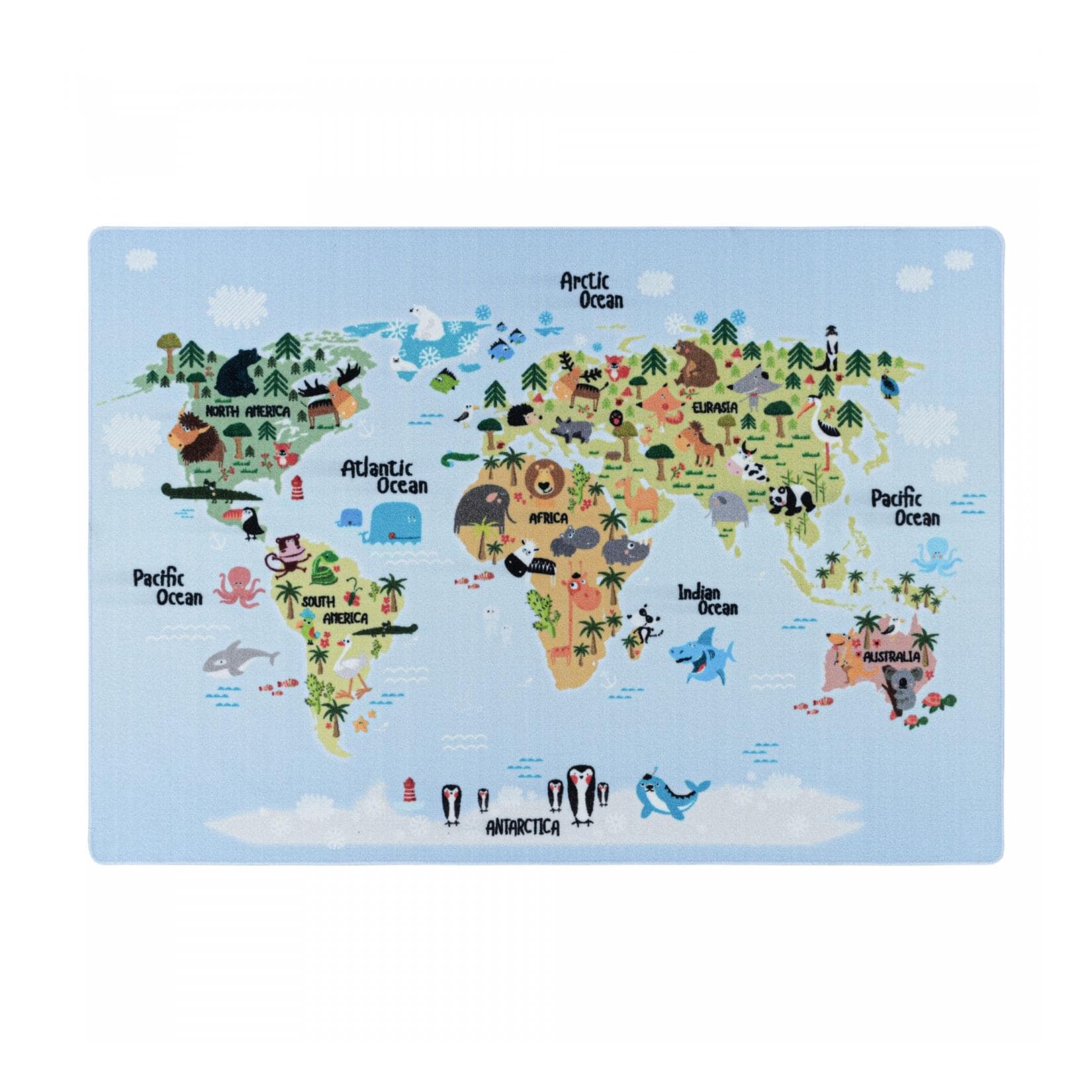 Ayyildiz Kinderteppich Spielteppich Weltkarte Mit Tieren