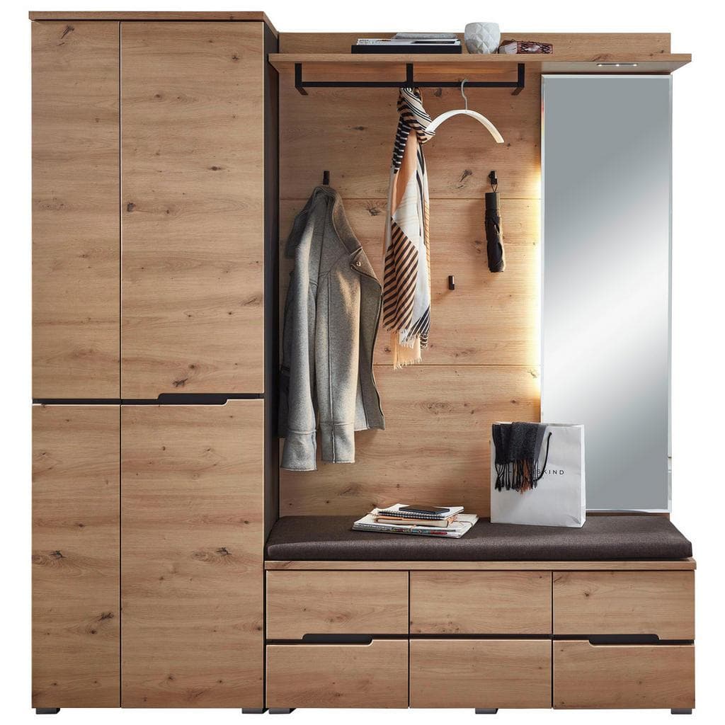 Voleo Garderobe Graphit Eiche Artisan Holzwerkstoff 3-teilig