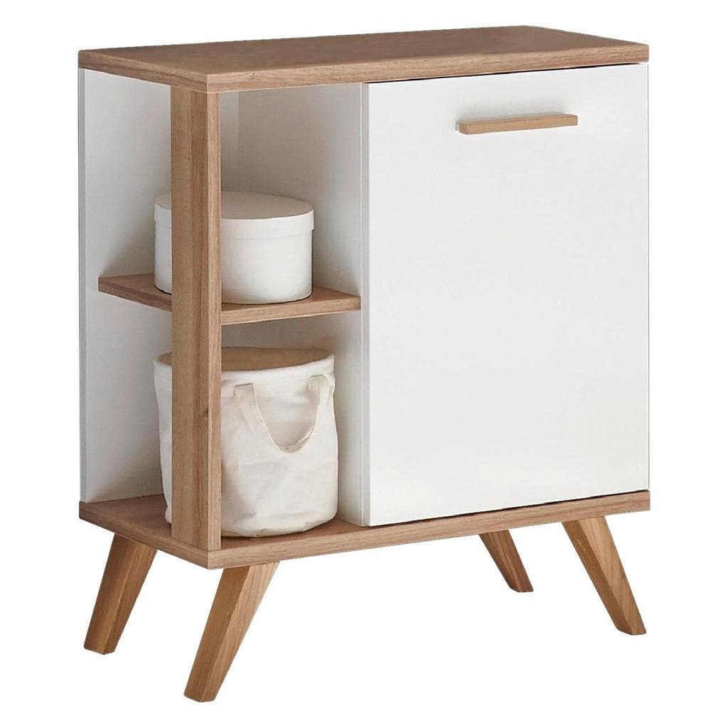 PELIPAL Waschbeckenunterschrank Weiß Hochglanz Eiche Rivera Jenn S0ZB801Y