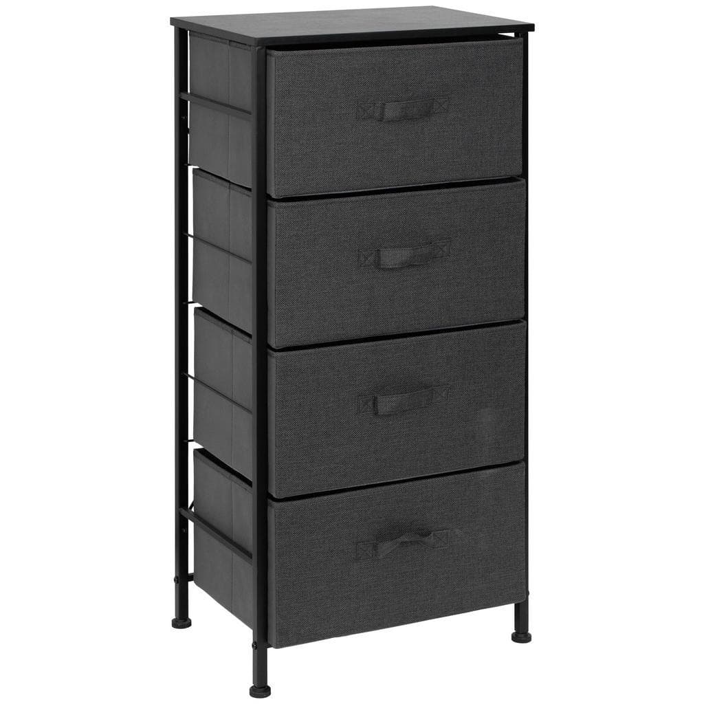 PBJ Kommode Schwarz Dunkelgrau Textil 4 Schubladen