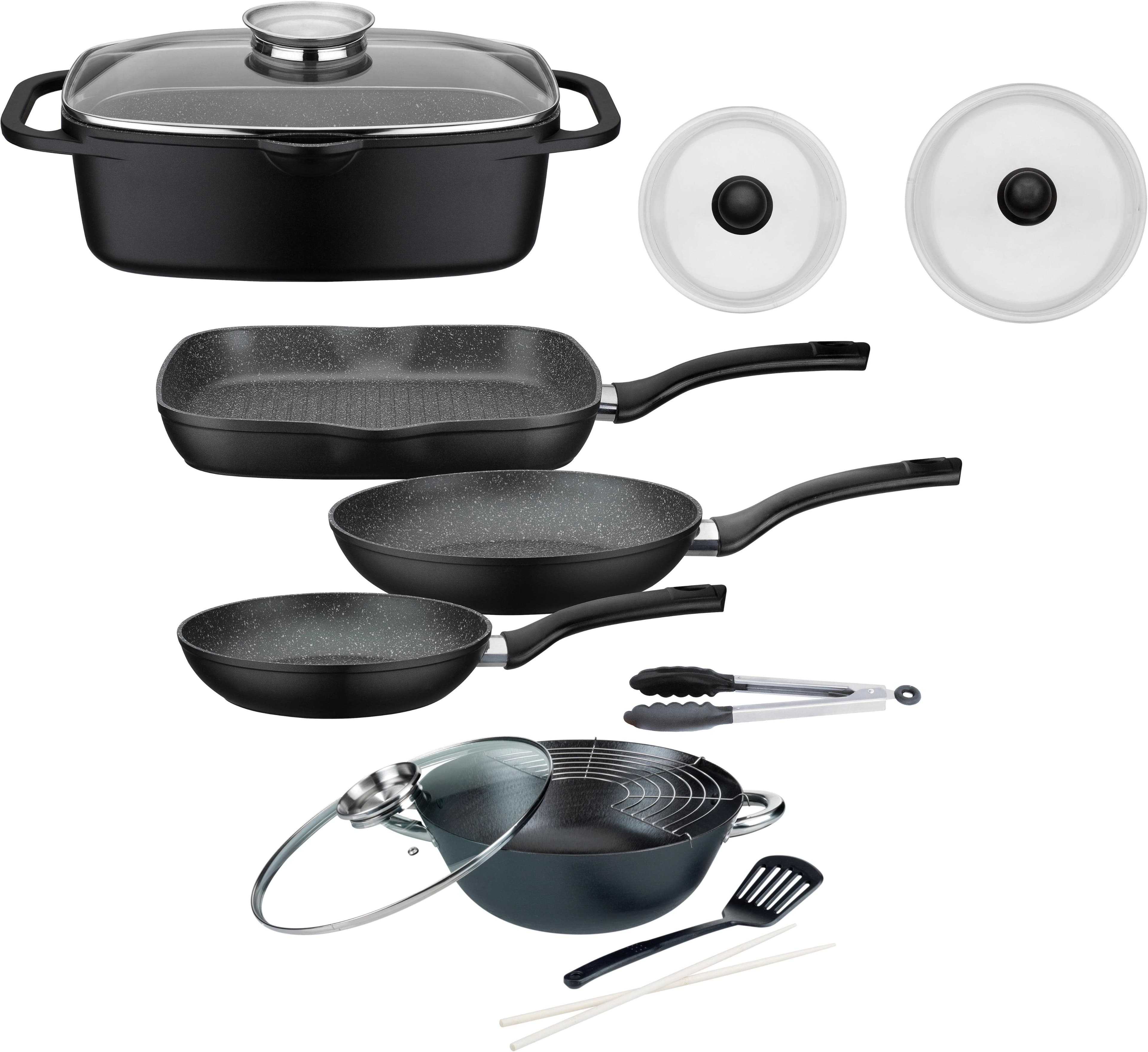 Topf-Set aus Aluminium-Guss, 3-Teilig, Schwarz