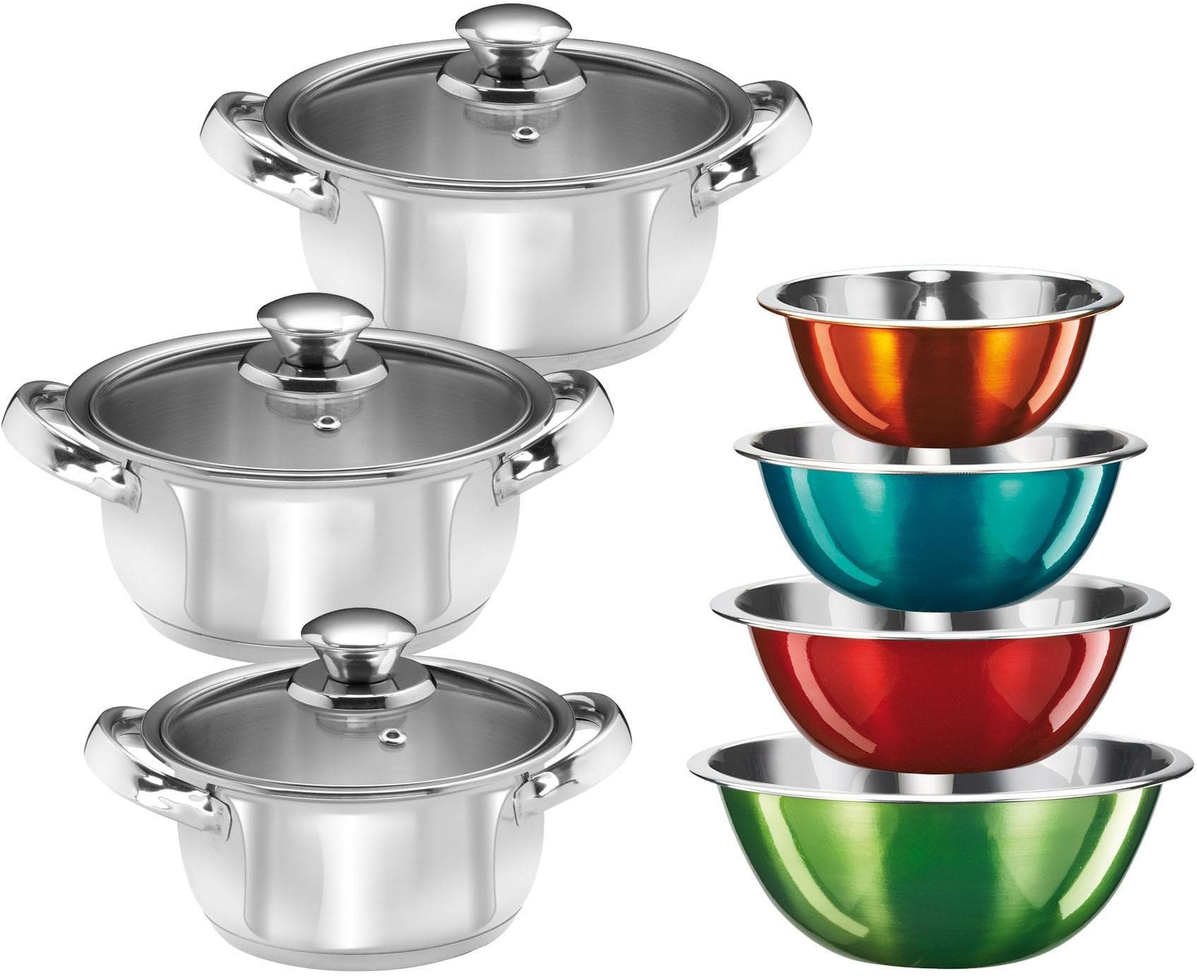 KING Edelstahl-Kochtopfset Bunt Induktion
